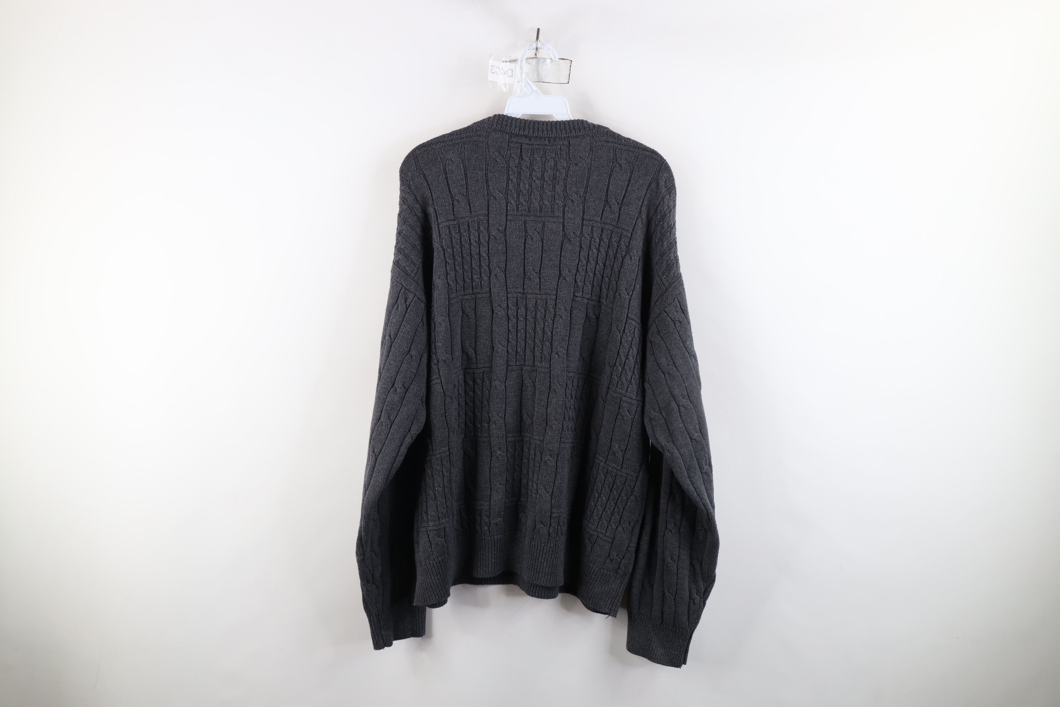 Vintage Vintage 90s Streetwear Checkered Cable Knit Sweater Gray Size US L / EU 52-54 / 3 - 6 Thumbnail