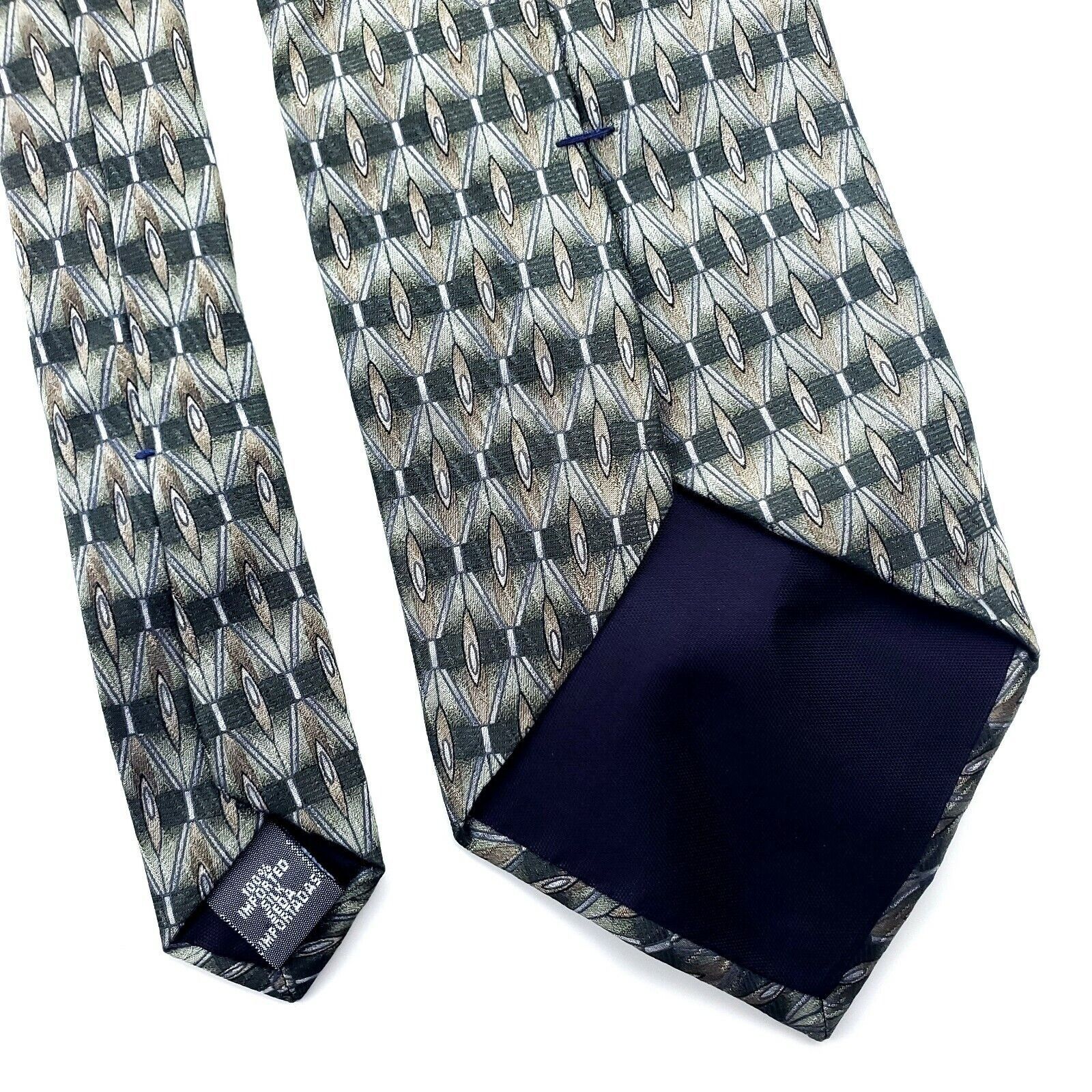 Savile Row Savile Row Green Print Silk Tie Short Size ONE SIZE - 4 Thumbnail