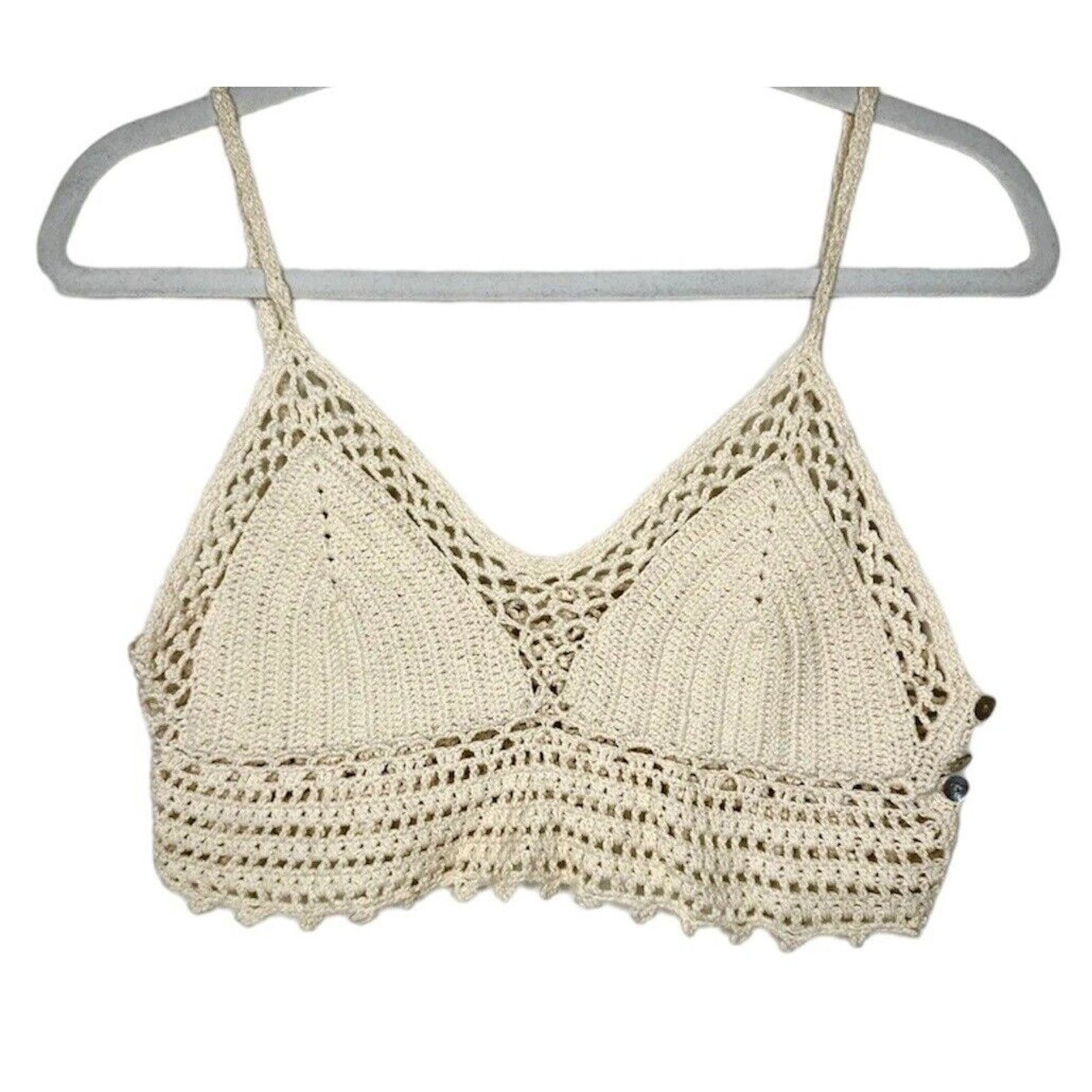 Urban Outfitters Urban Outfitters Tan Crochet Bralette Side Buttons Medium Size M / US 6-8 / IT 42-44 - 1 Thumbnail