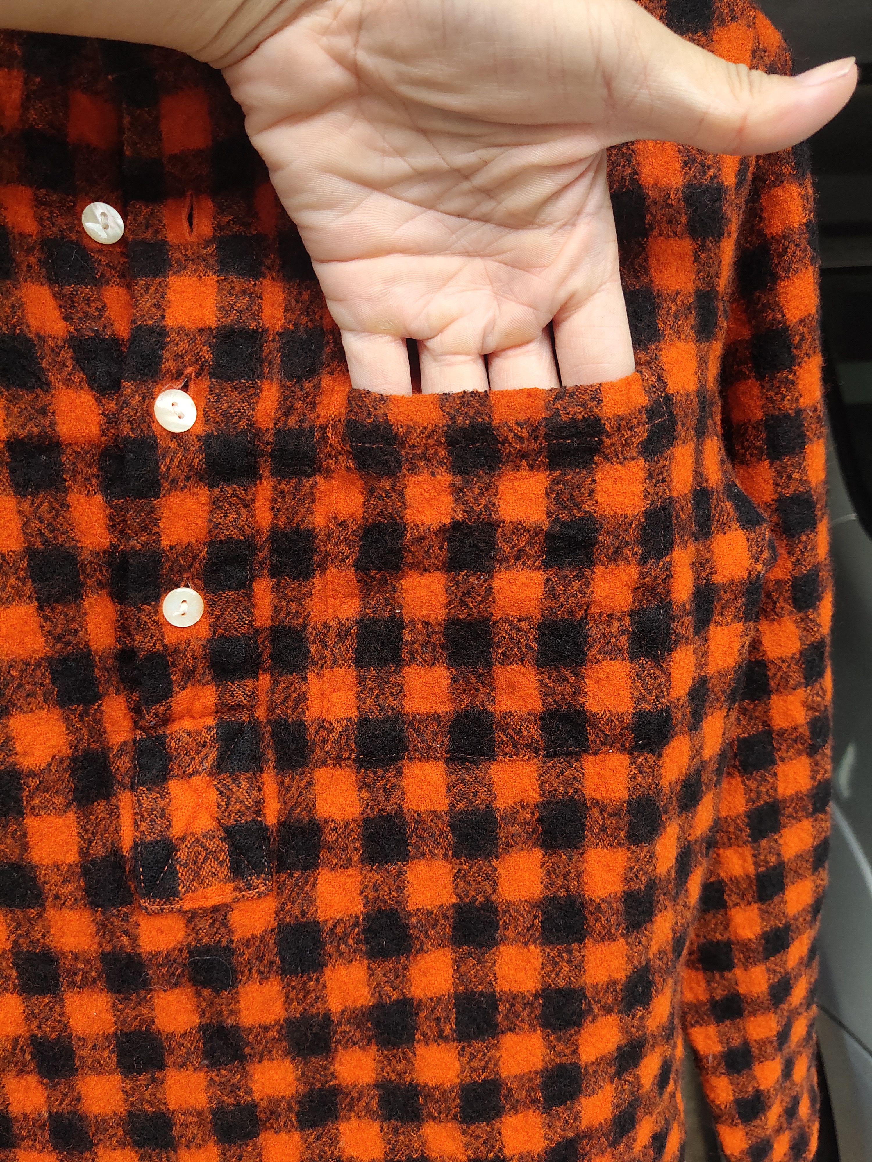 HOLLYWOOD RANCH MARKET (S249) HRM Hollywood Ranch Market Orange Buffalo Plaid Shirt Size XS / US 0-2 / IT 36-38 - 5 Thumbnail