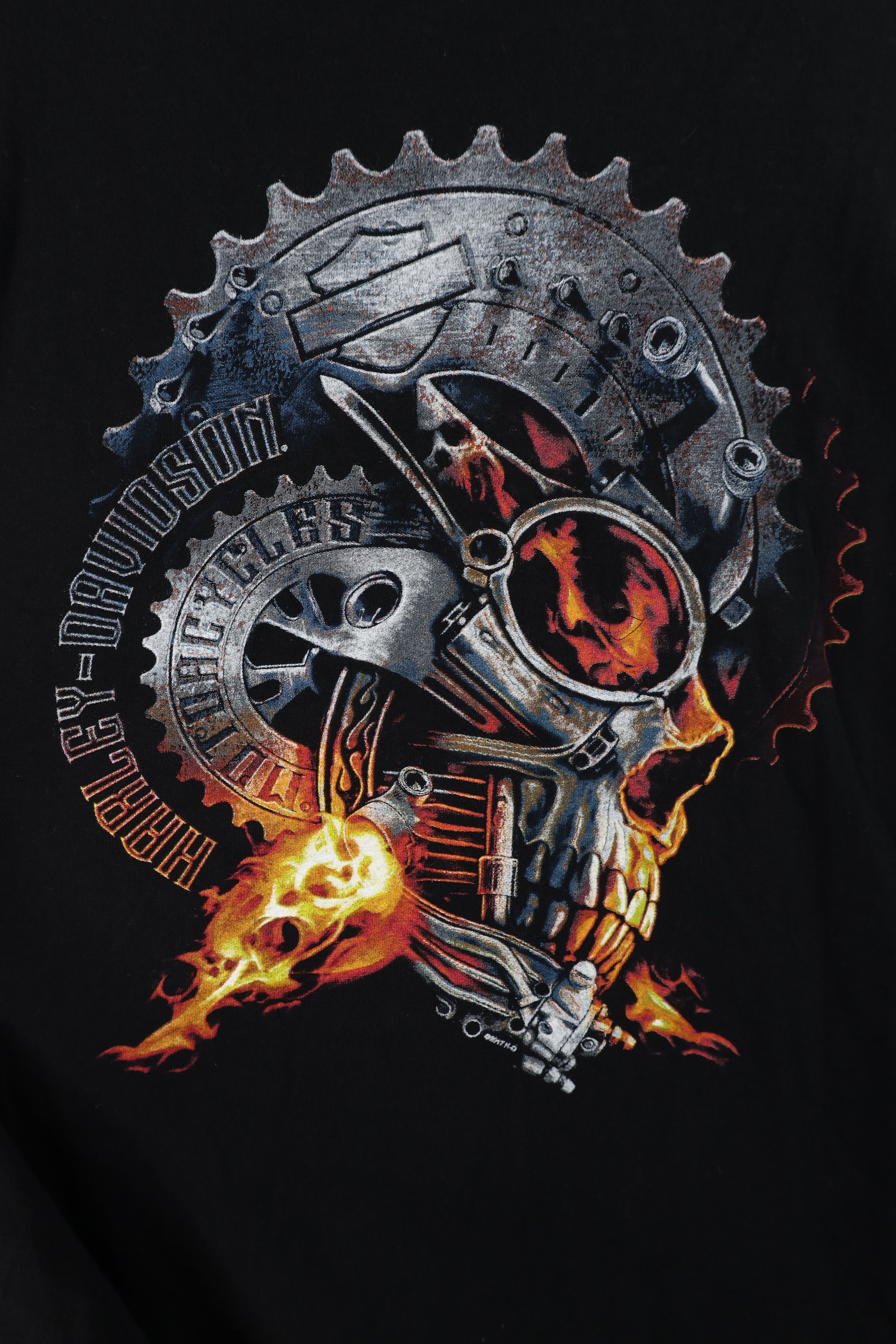Harley Davidson Vintage Y2K Harley Davidson Gear Head Skull T-Shirt Black Size US L / EU 52-54 / 3 - 4 Thumbnail