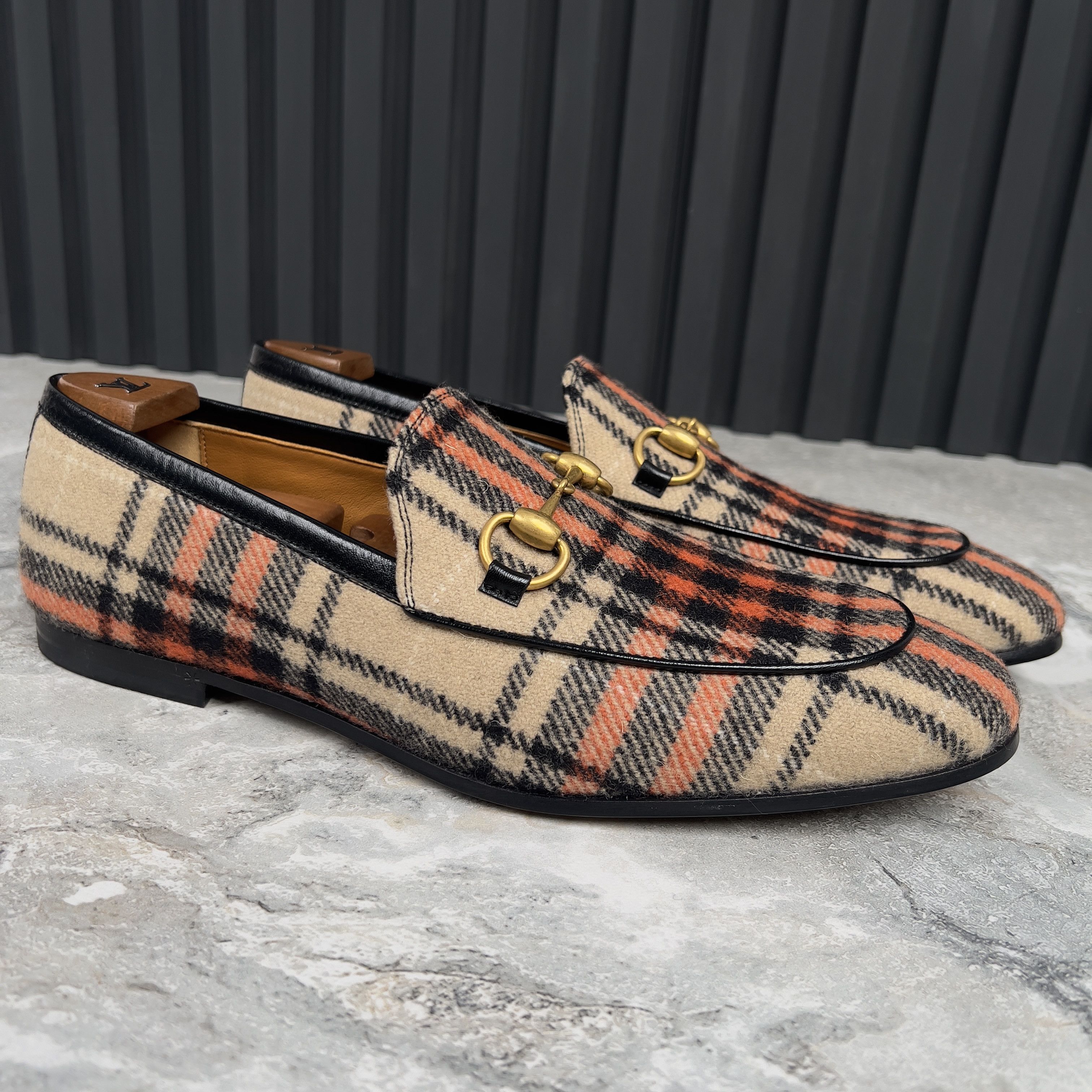 Gucci NEW Gucci Jordaan Horsebit Check Tweed Loafers Size US 8 / EU 41 - 6 Thumbnail