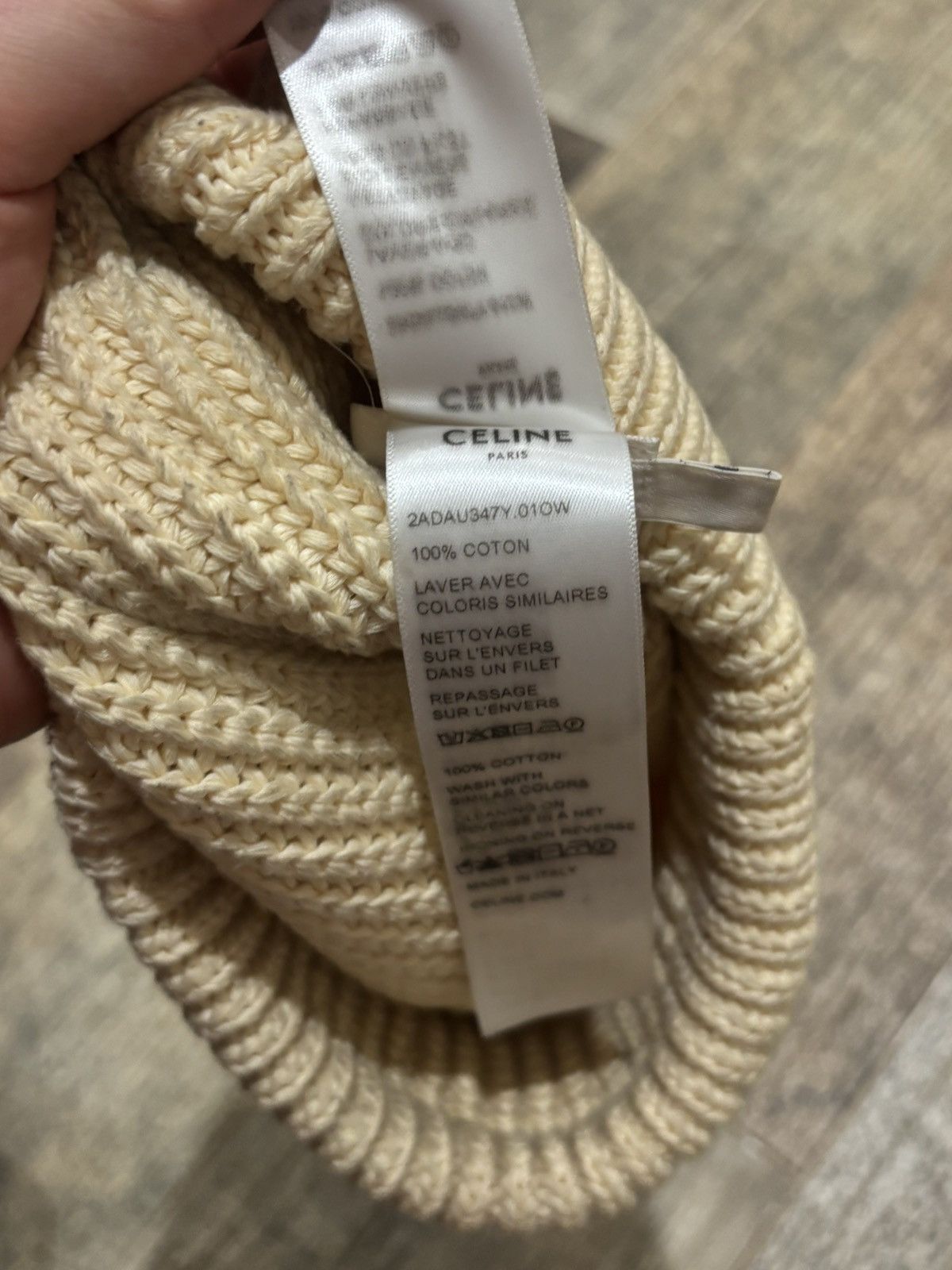 Celine Cream Logo Knit Beanie Size ONE SIZE - 4 Thumbnail