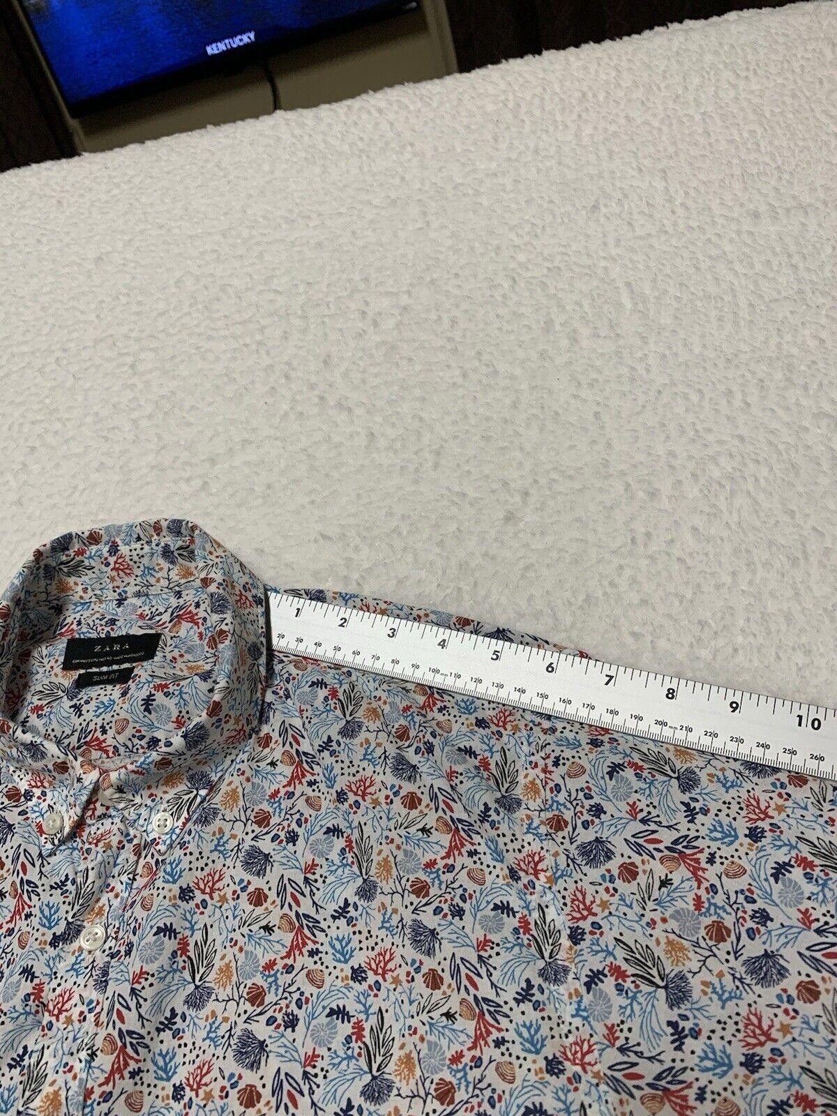 Zara Zara Slim Fit Shell Print Shirt M Short Sleeve Coastal Size US M / EU 48-50 / 2 - 8 Thumbnail