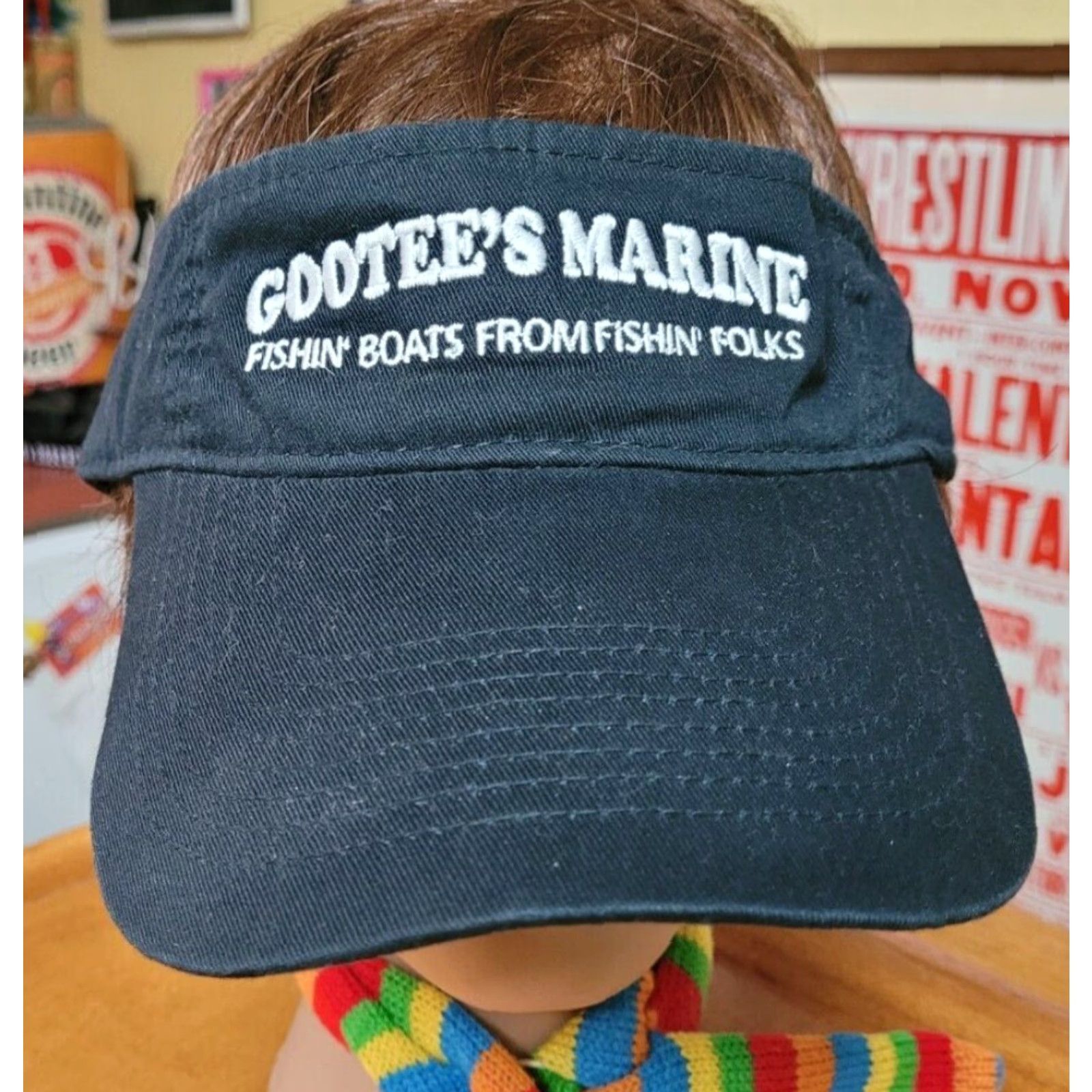 Port & Company Gootee's Marine Fishin' Boats Visor Hat Cap Port & Company Adjustable Strapback Men Black 1 Size Gootee's Marine Fishing Boats Visor Size ONE SIZE - 2 Thumbnail