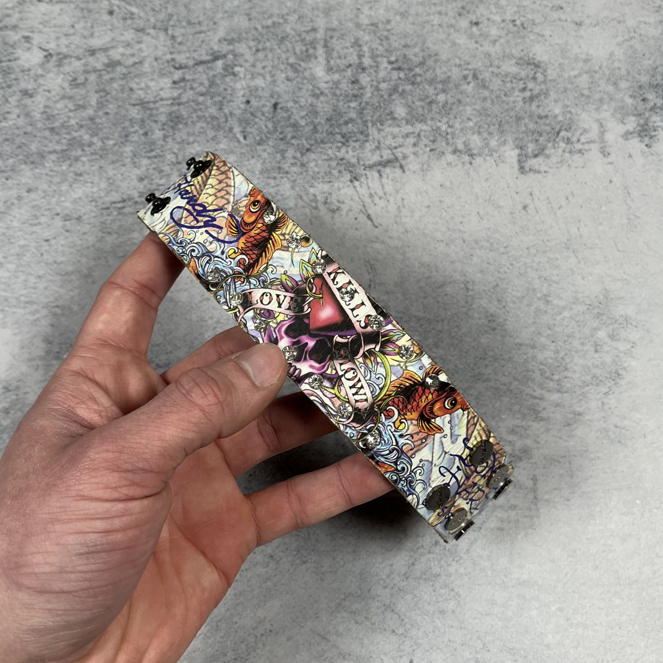 Ed Hardy Vintage Ed Hardy Y2K Tattoo Skulls Leather Bracelet 00’s Size ONE SIZE - 2 Thumbnail