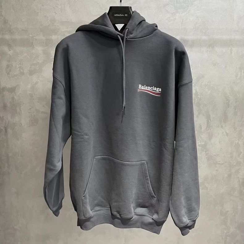 Balenciaga Balenciaga gray logo printed hooded long sleeved sweatshirt Size US S / EU 44-46 / 1 - 1 Thumbnail