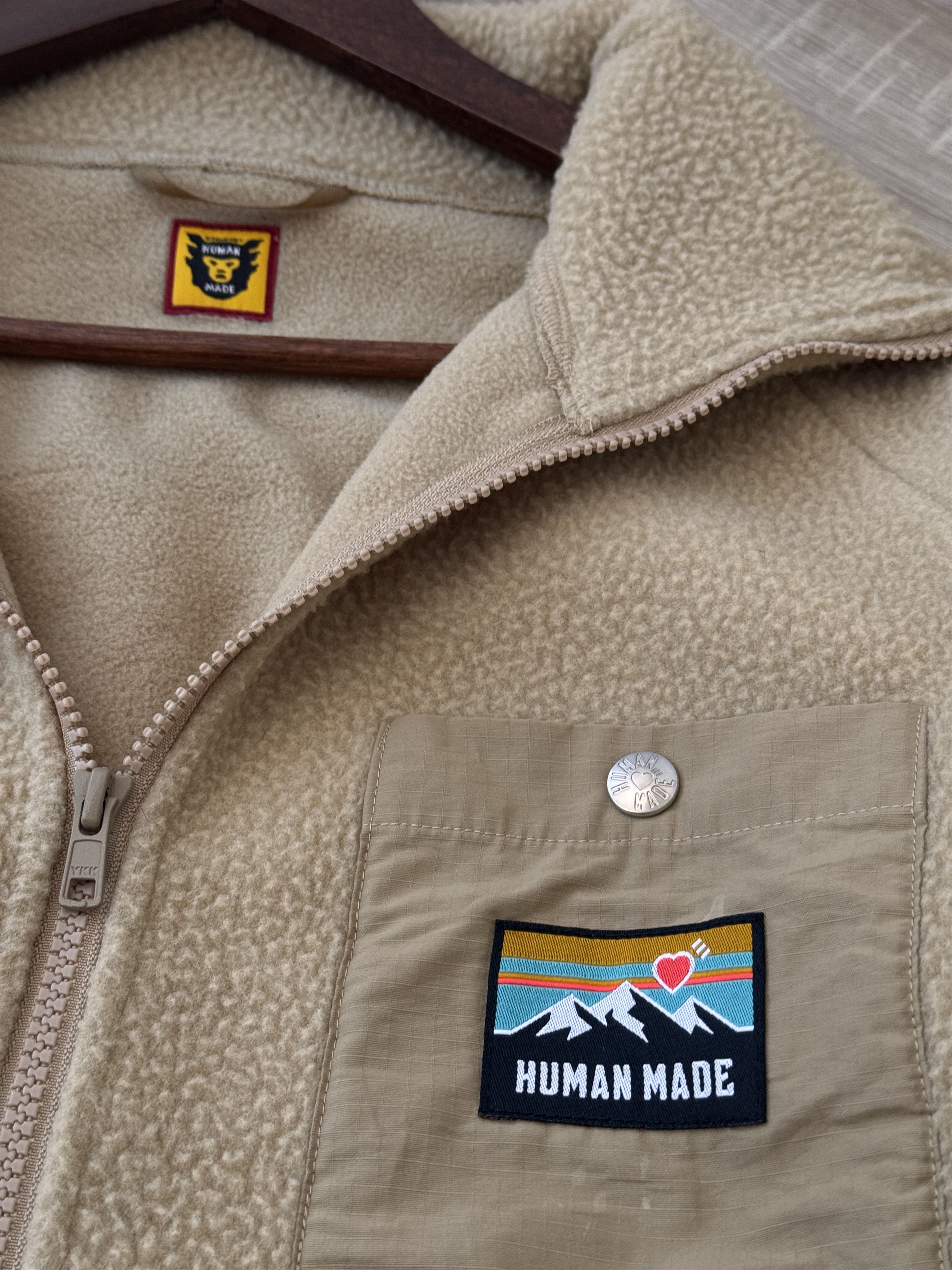 Human Made Human Made Japanese Beige Fleece Jacket Size US S / EU 44-46 / 1 - 7 Thumbnail