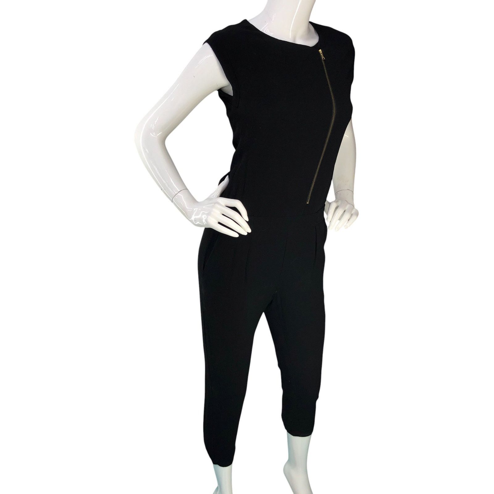 J.Crew J Crew Size 2P Jumpsuit Asymmetric Zip Viscose Crepe Cropped Size 26" / US 2 / IT 38 - 10 Thumbnail