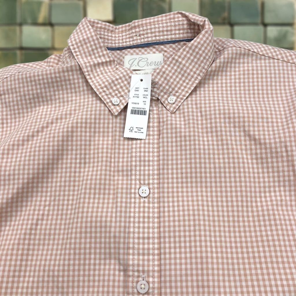 J.Crew J.Crew Shirt Womens 10 Button-Up Check Collared Long Sleeve Orange Relaxed Casual Basic All Seasons Button-Down Size L / US 10 / IT 46 - 1 Thumbnail