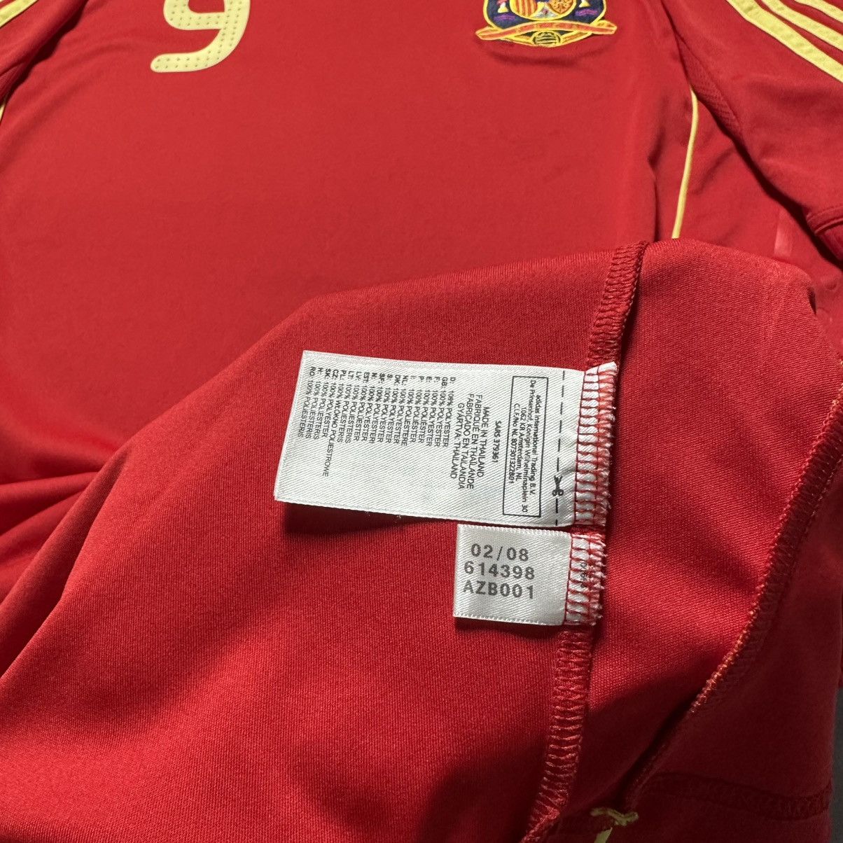 Adidas SPAIN ADIDAS 2008 EURO FOOTBALL HOME JERSEY #9 TORRES Size US XXL / EU 58 / 5 - 11 Thumbnail