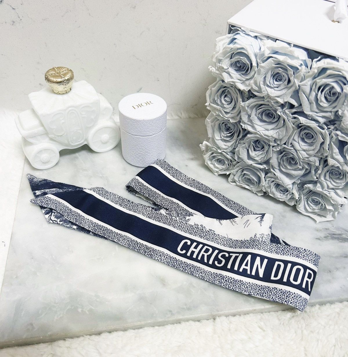 Dior Authentic Dior New Navy & Ivory Toile Mitzah Twilly / Scarf Size ONE SIZE - 4 Thumbnail