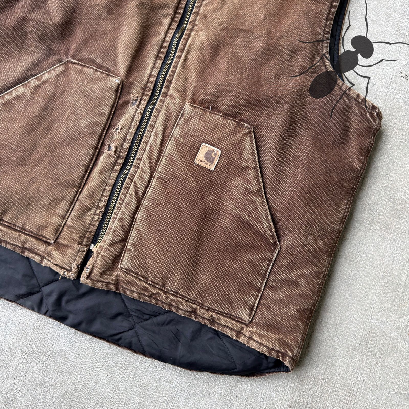 Carhartt × Vintage Carhartt faded DKB brown quilted work wear vest Size US L / EU 52-54 / 3 - 2 Thumbnail