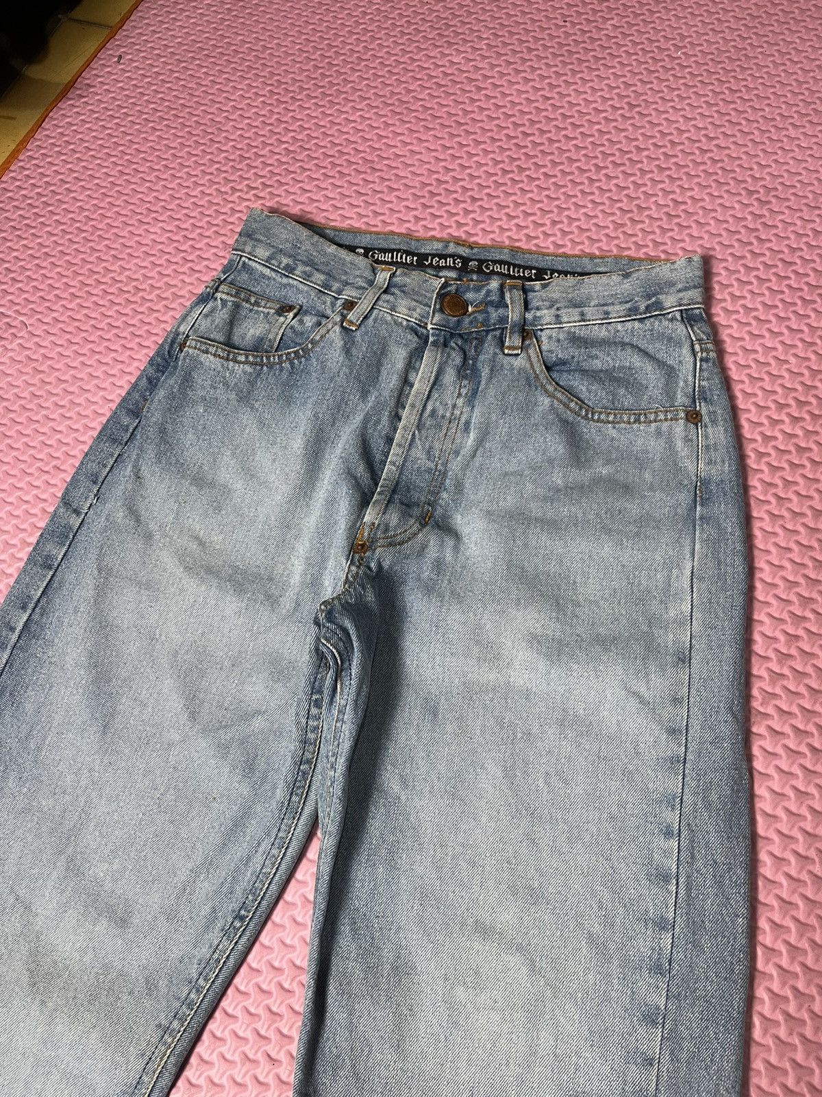 Gaultier Homme Objet 🔥RARE🔥Vintage JPG SKuLL Washed Blue denim Size US 26 / EU 42 - 2 Thumbnail