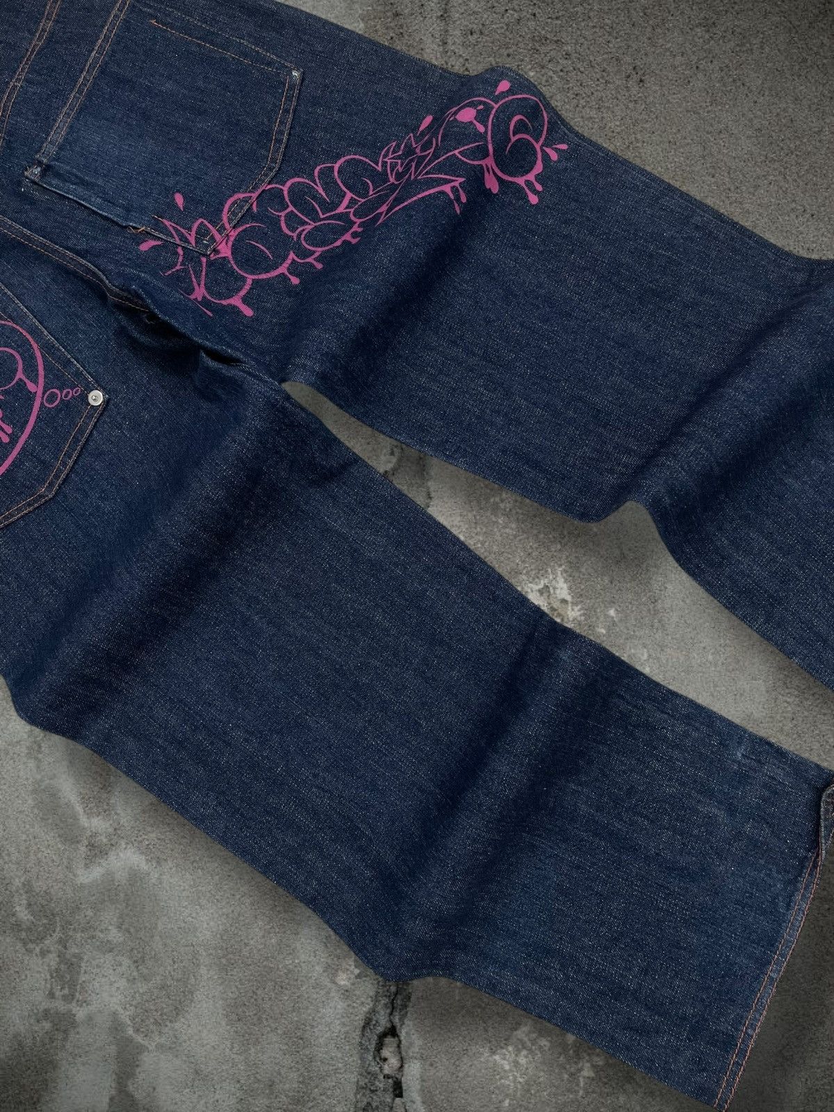 Japanese Brand Vintage Og 1990s Japan Designer Octopus Graffiti Baggy Denim Size US 31 - 14 Thumbnail