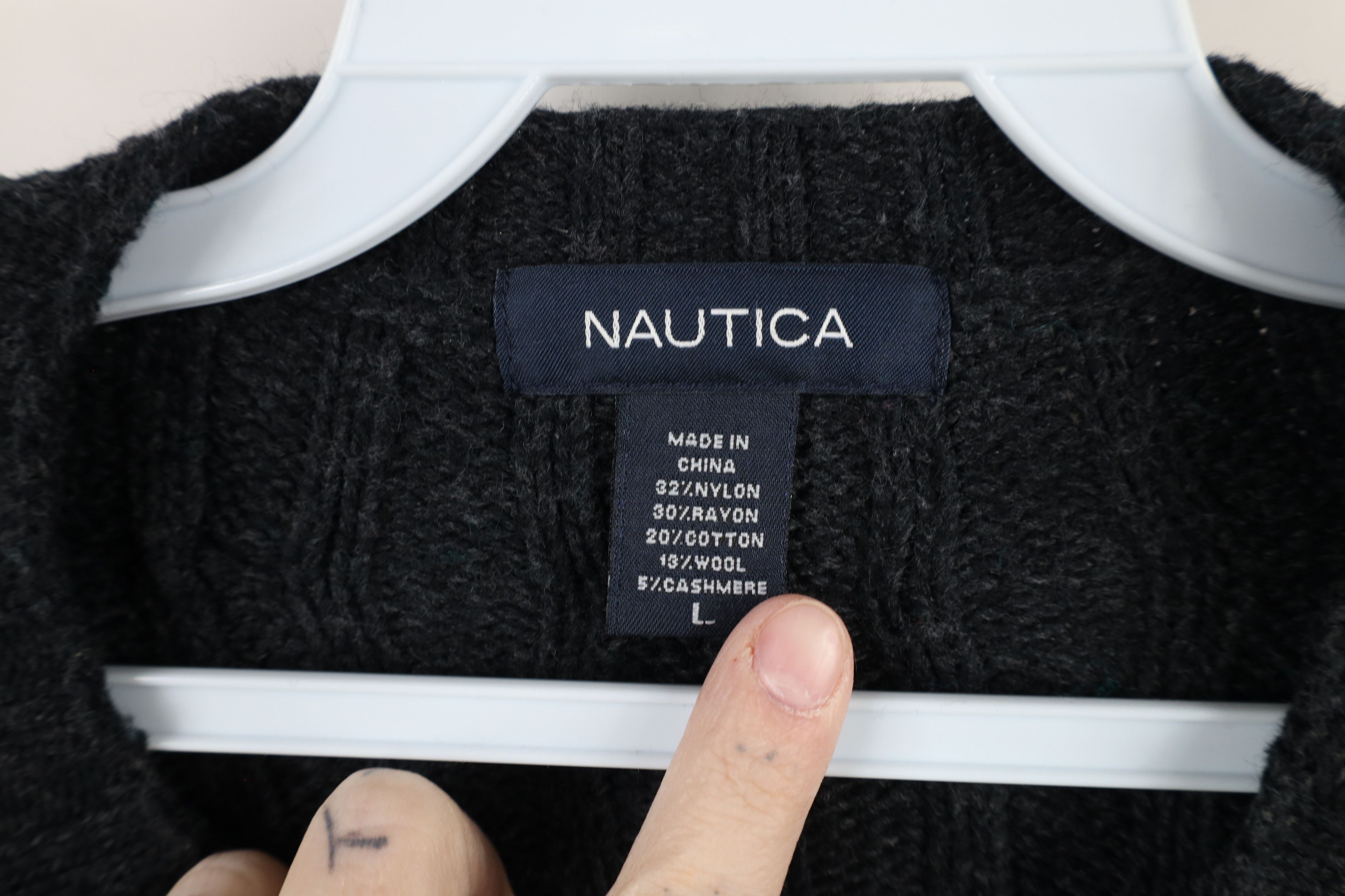 Nautica × Vintage Vintage 90s Nautica Chunky Fisherman Cable Knit Sweater Size US L / EU 52-54 / 3 - 4 Thumbnail