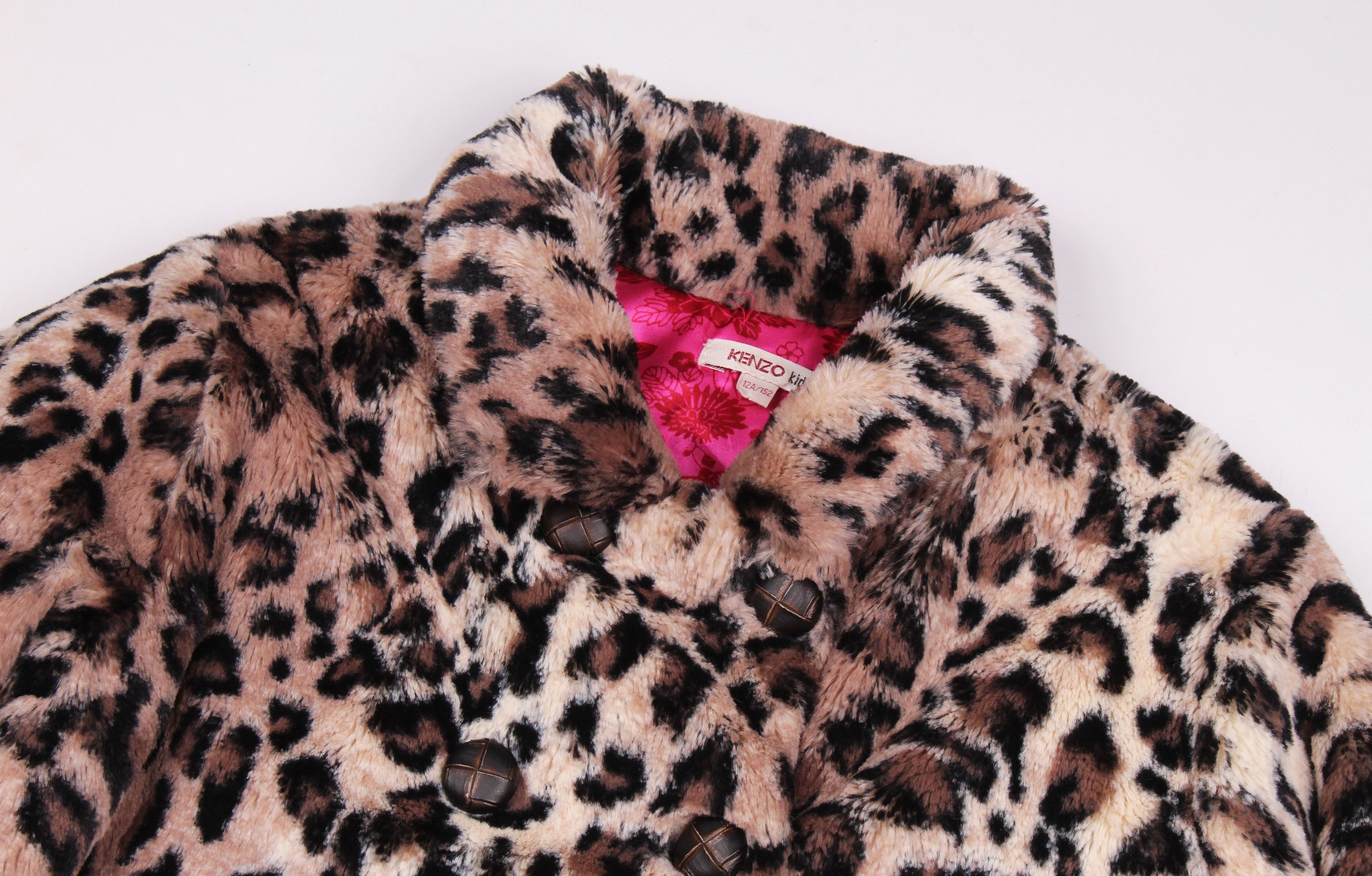 Kenzo Kenzo Kids Leopard Faux Fur Coat Jacket 12A Size XXS / US 00 / IT 34 - 2 Thumbnail