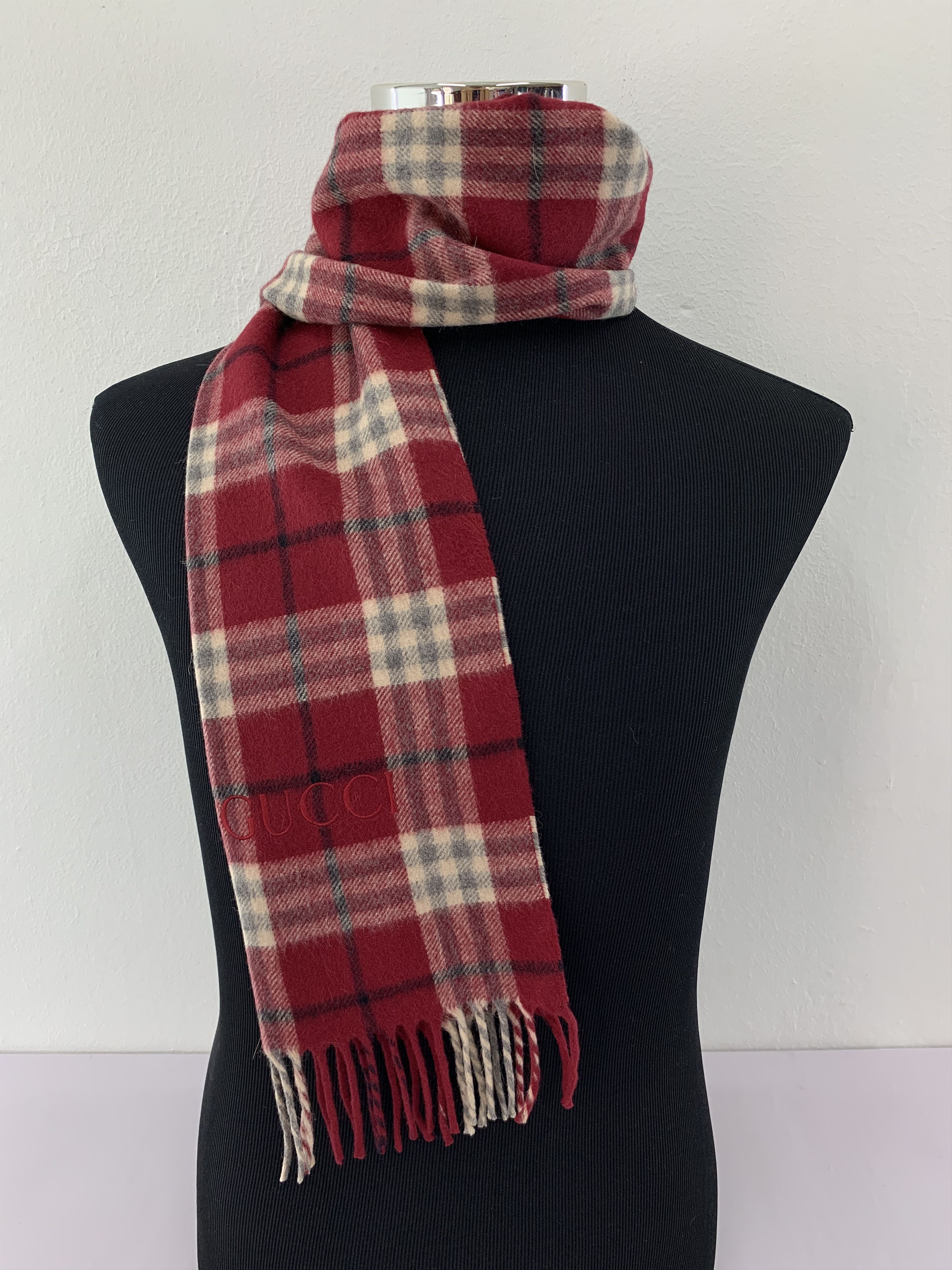 Gucci Vintage 90s Gucci Scarf Cashmere Muffler Neck Wrap BL4015 Size ONE SIZE - 2 Thumbnail