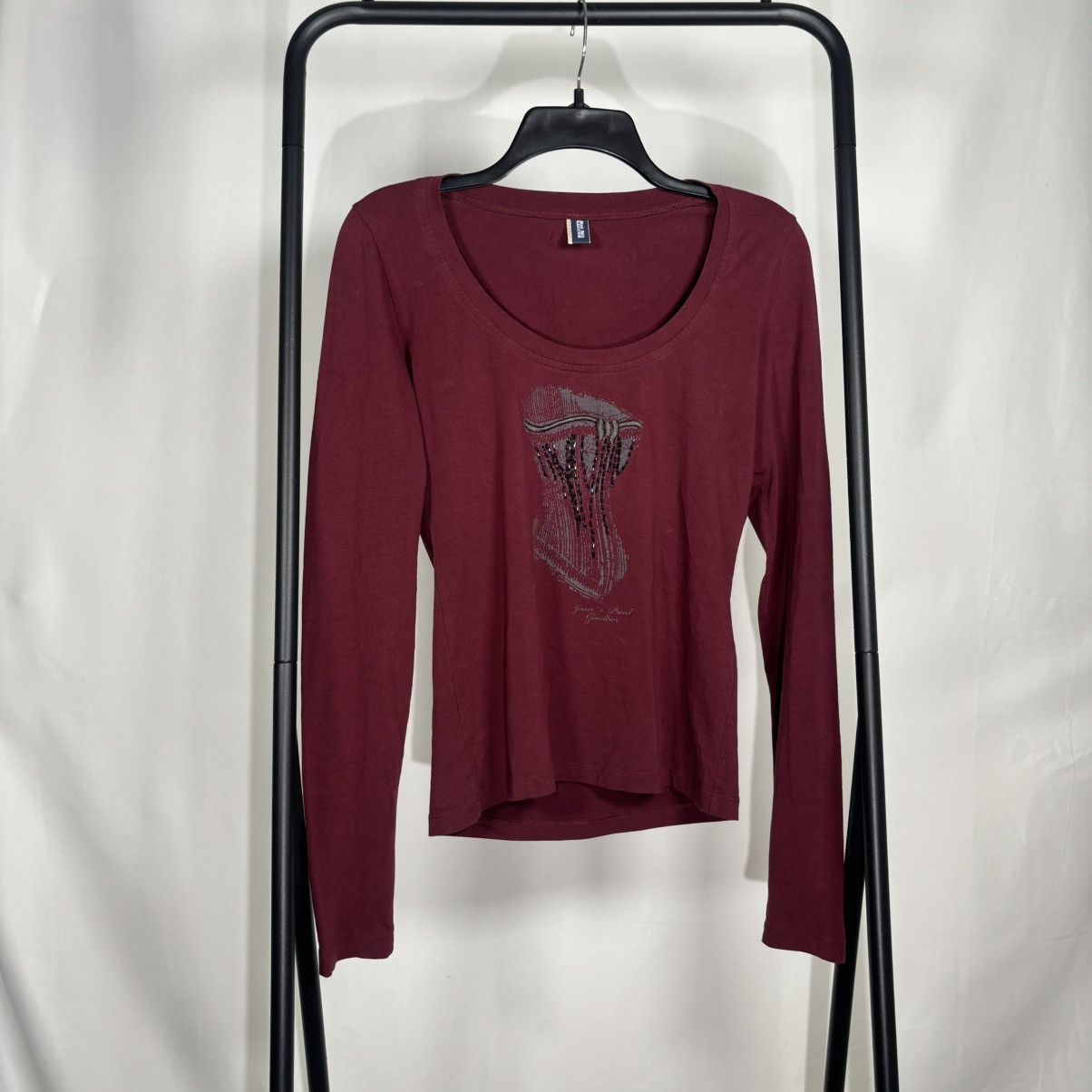 Jean Paul Gaultier Jean Paul Gaultier 2000s Corset Longsleeve Top Burgundy Size S / US 4 / IT 40 - 1 Thumbnail