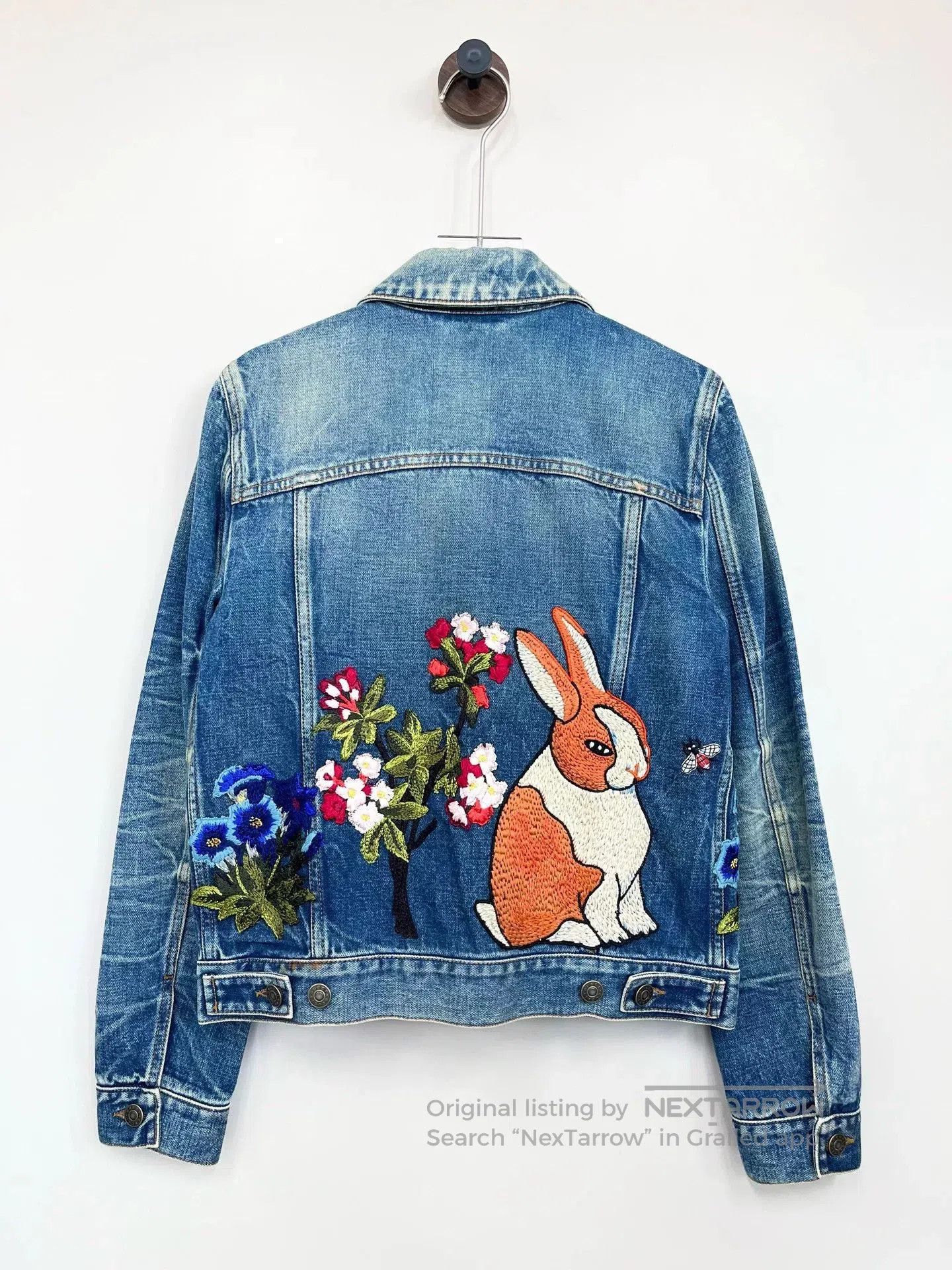 Gucci Gucci Blue Floral Embroidered Denim Jacket. Size S / US 4 / IT 40 - 2 Thumbnail