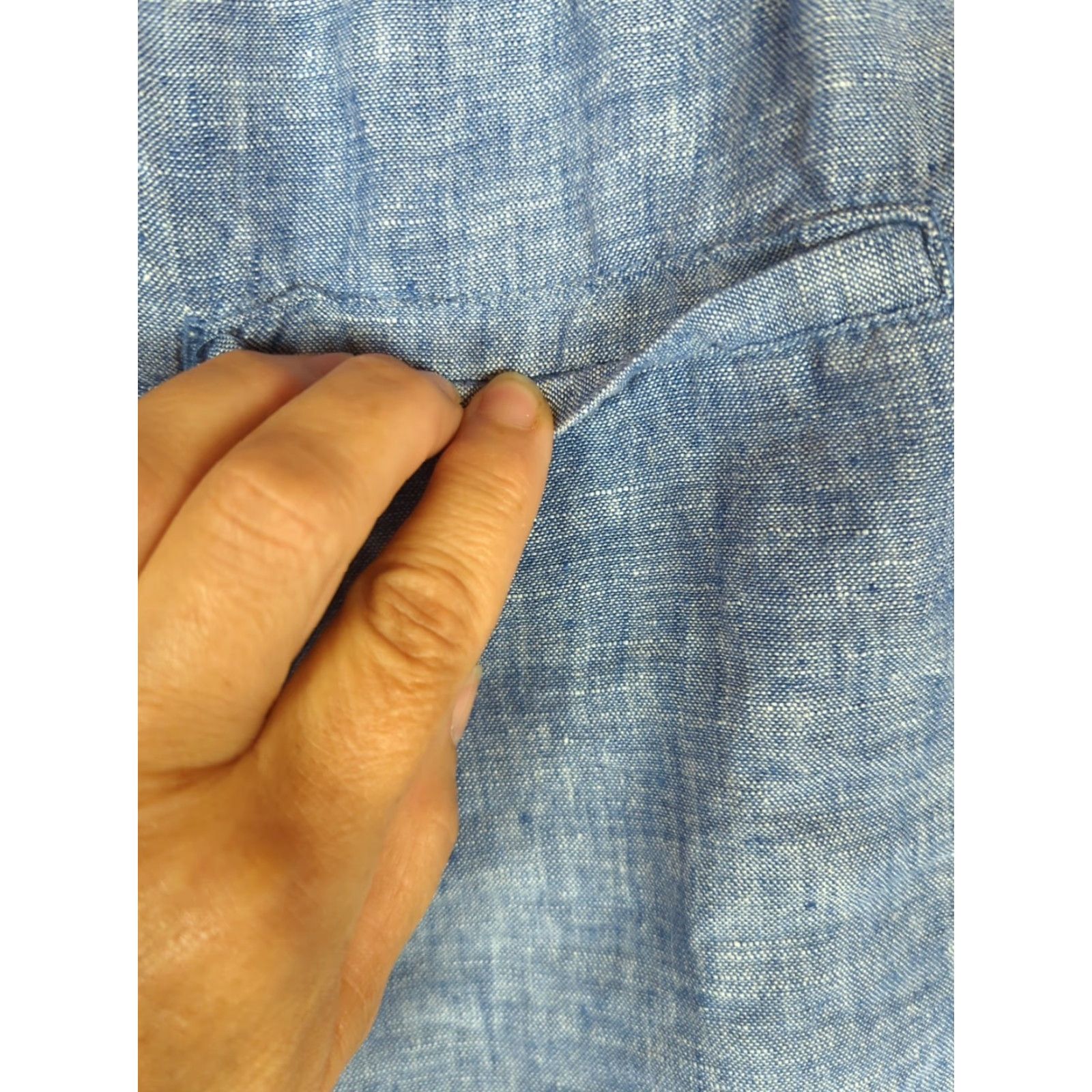 Vintage Tahari 100% Linen Blue Shorts Womens 3X Plus Size High Rise Elastic Waist Pockets Solid Beach Casual Summer Spring Vacation Linen Shorts Size 40" / US 18 - 5 Thumbnail