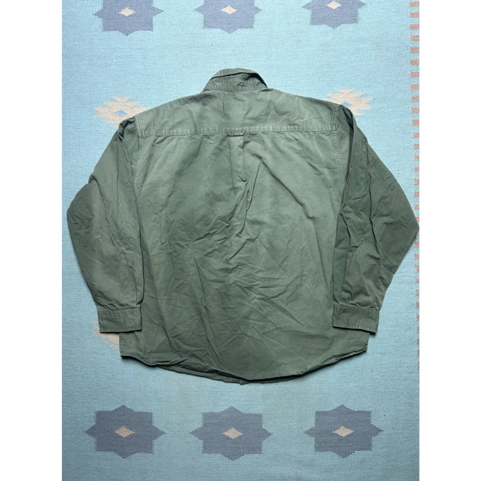 Eddie Bauer Eddie Bauer Button-Up Shirt Long Sleeve Olive Drab Army Green Faded Cotton Men’s XL Size US XL / EU 56 / 4 - 7 Thumbnail