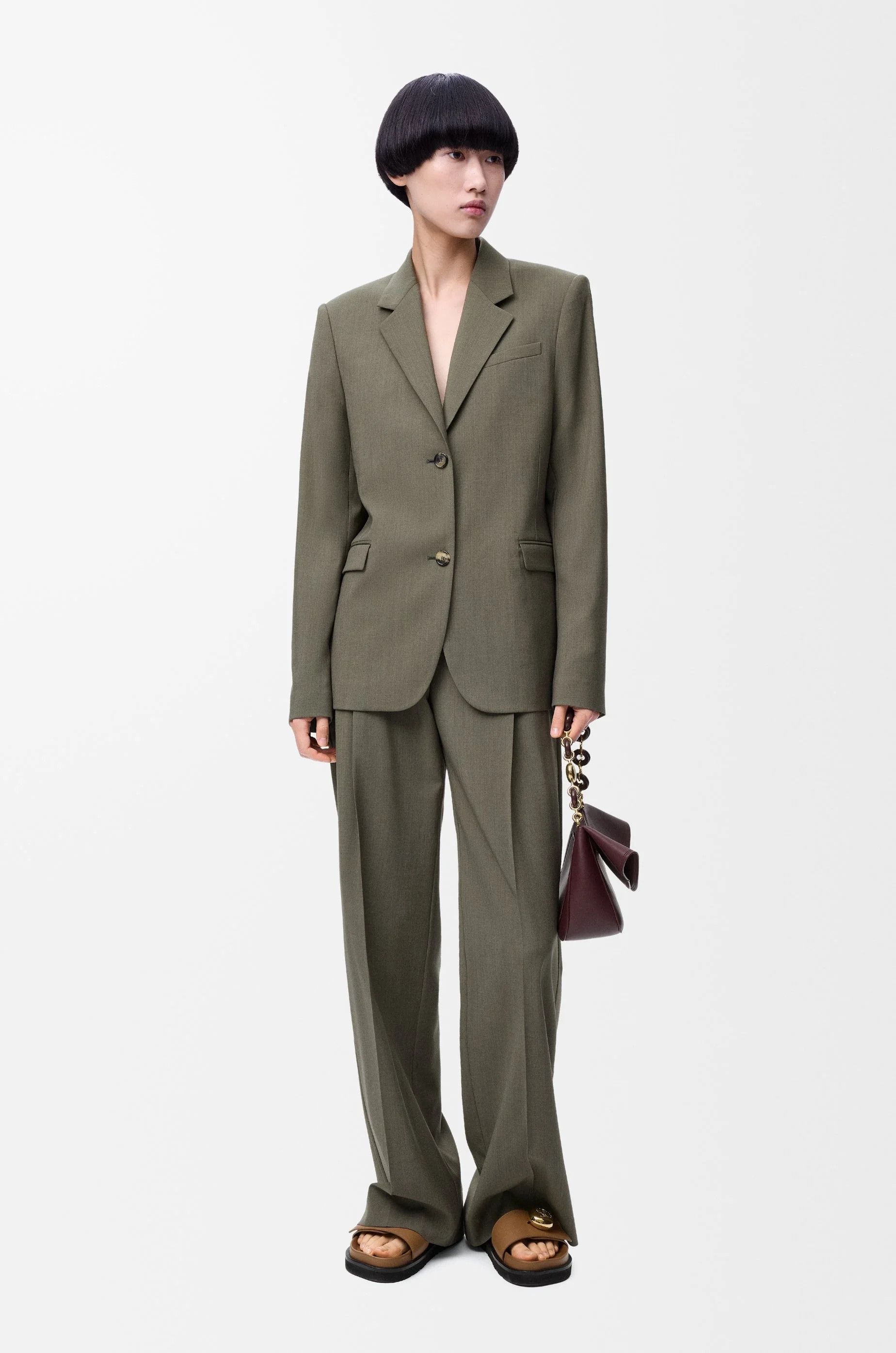 Loewe o1in1g0426 Tailored Jacket in Khaki Green Size L / US 10 / IT 46 - 3 Thumbnail