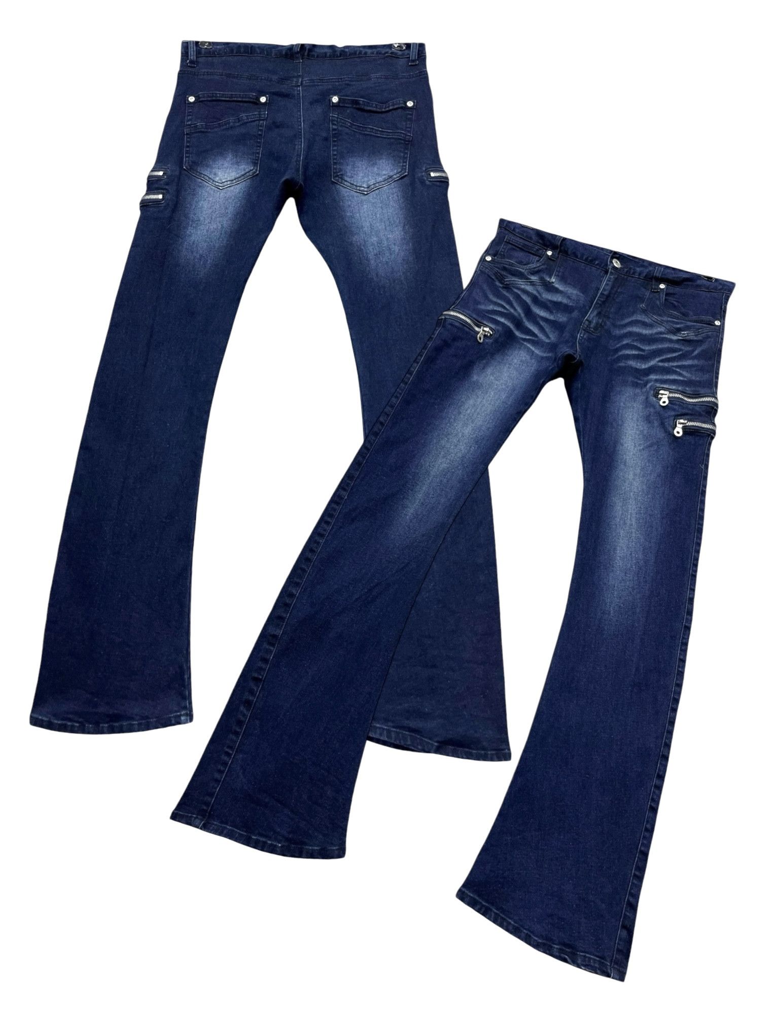 Fashion Victim 🔥BIKE*STAR Grunge Punk Multizipper Stretch Skinny FLARE Size US 30 / EU 46 - 7 Thumbnail