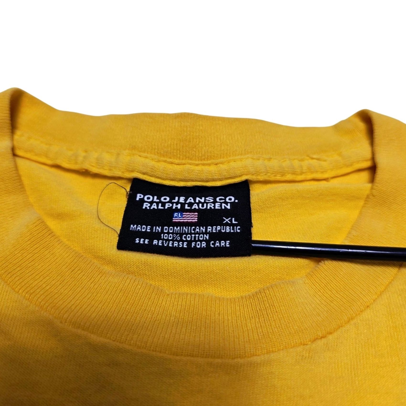 Ralph Lauren VINTAGE Polo Jeans Ralph Lauren Spell Out USA Flag T-Shirt Yellow 90s Men's XL Size US XL / EU 56 / 4 - 4 Thumbnail