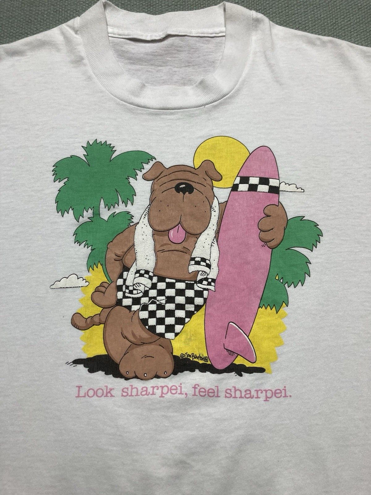 Vintage Vintage 80s t shirt sharpei dog Jim Benton surf beach thin L Size US L / EU 52-54 / 3 - 2 Thumbnail