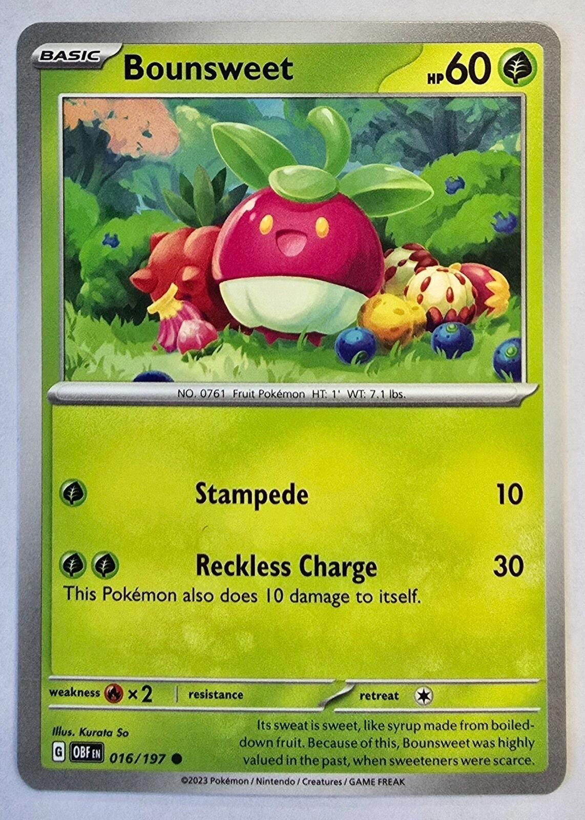 Pokemon Bounsweet 016/197 Scarlet & Violet: Obsidian Flames Size ONE SIZE - 1 Thumbnail