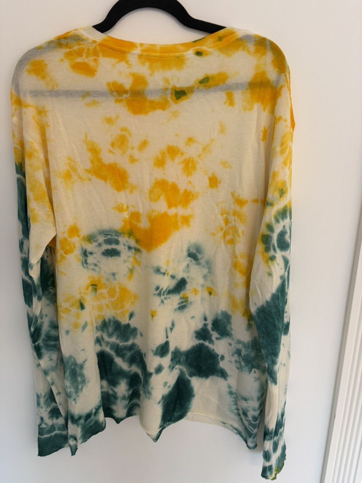 The Elder Statesman Green yellow tie die cashmere silk knit top NEW Size US L / EU 52-54 / 3 - 6 Thumbnail