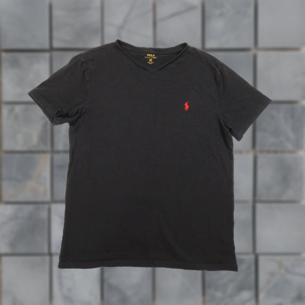 Polo Ralph Lauren Polo Ralph Lauren Black V-Neck Shirt Mens Medium Short Sleeve Cotton Preppy Pony Logo Size US M / EU 48-50 / 2 - 1 Thumbnail