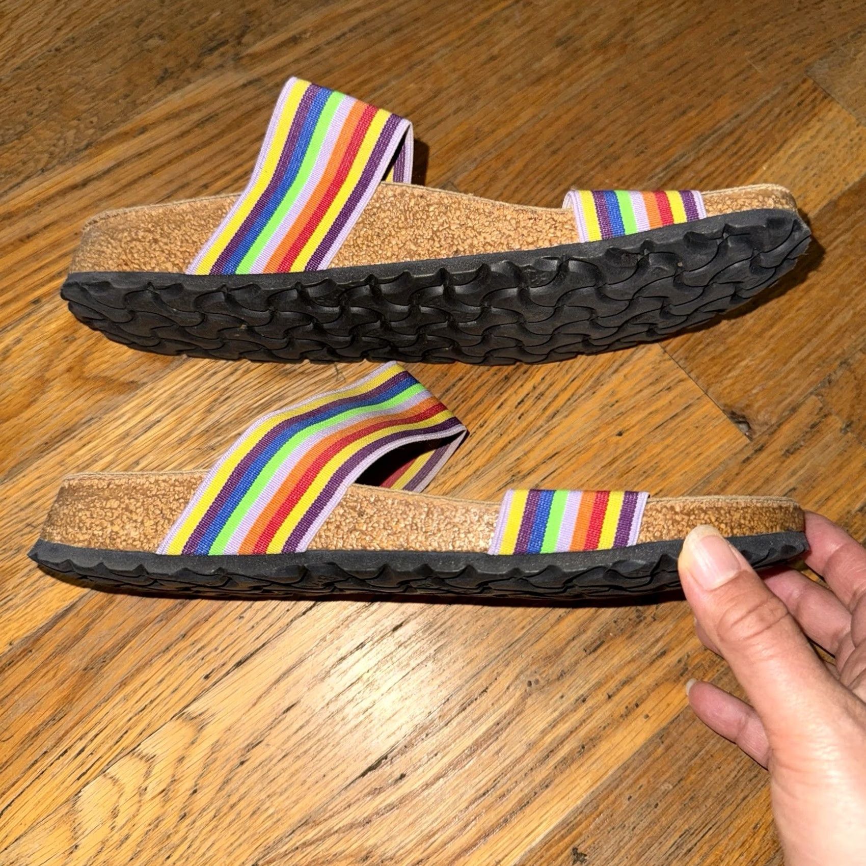 Birkenstock Birki’s Birkenstock Womens Sandal Curacao II Stretch Rainbow Slip On 7 Multicolor Striped Slip-On夏 Size US 7 / IT 37 - 6 Thumbnail