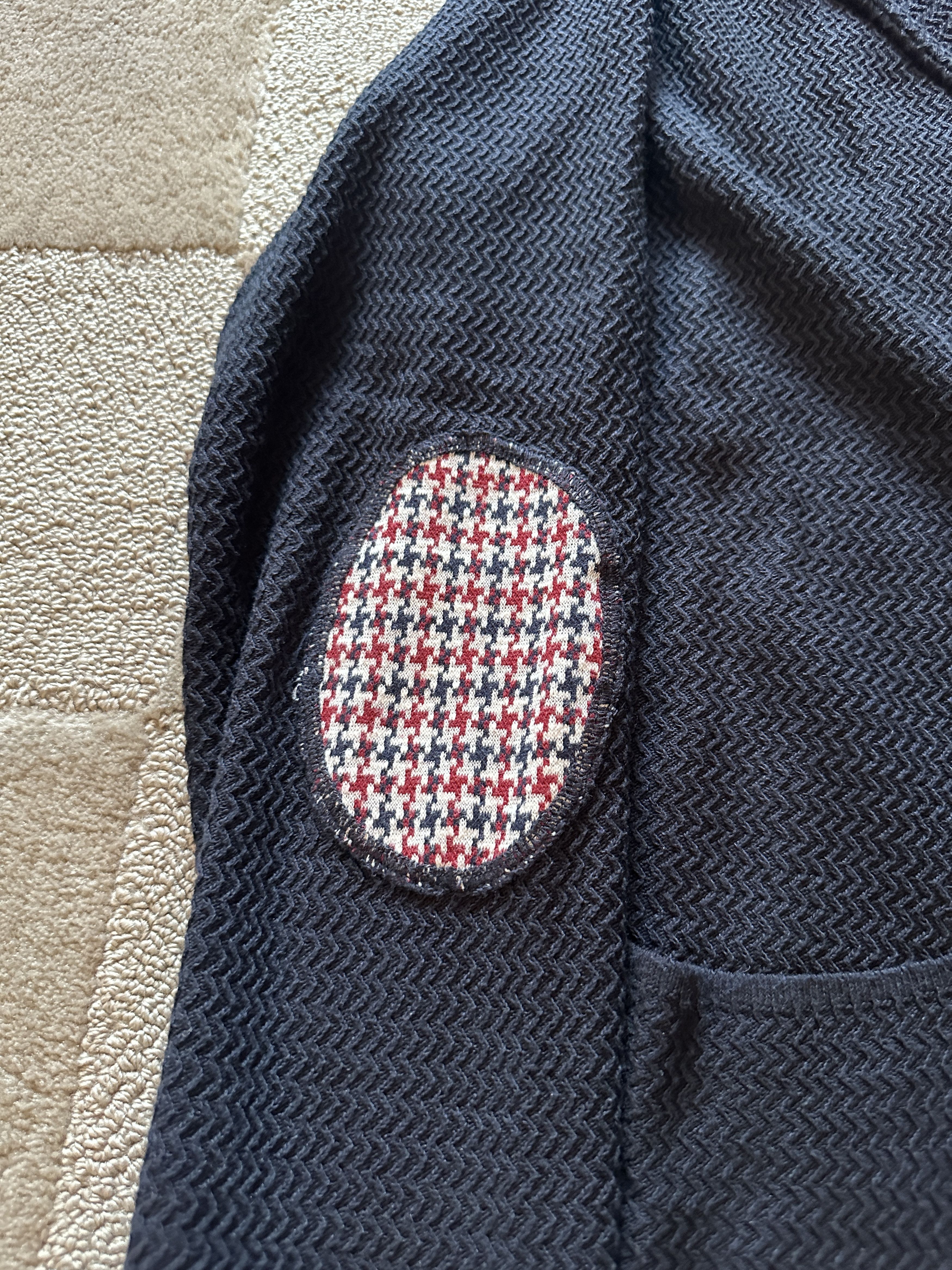 Designer Il Fiorentino Blue Knit Blazer Size 46S - 4 Thumbnail