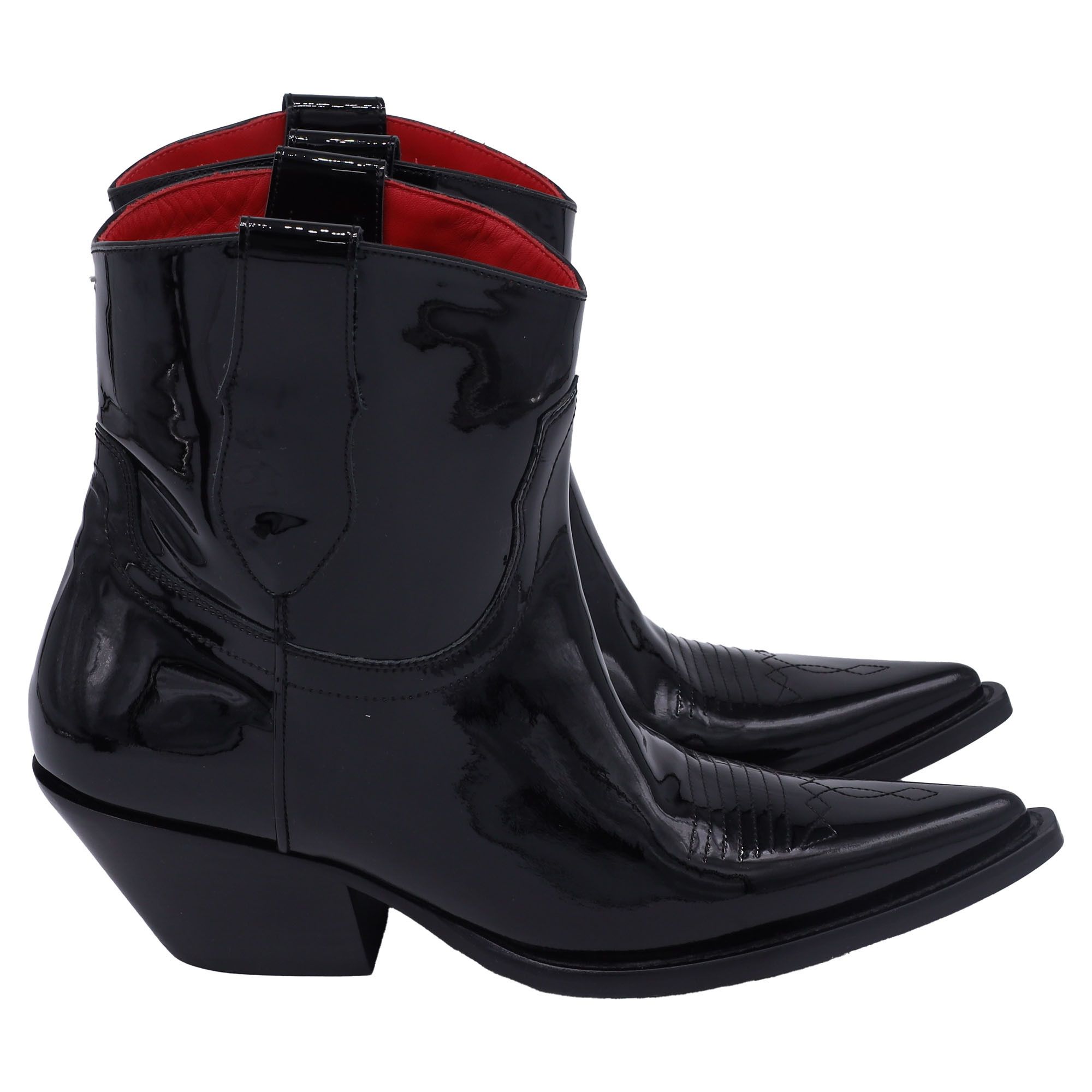 Maison Margiela Maison Margiela Ankle Cowboy Boots in Black Patent Leather Size US 10 / IT 40 - 1 Thumbnail
