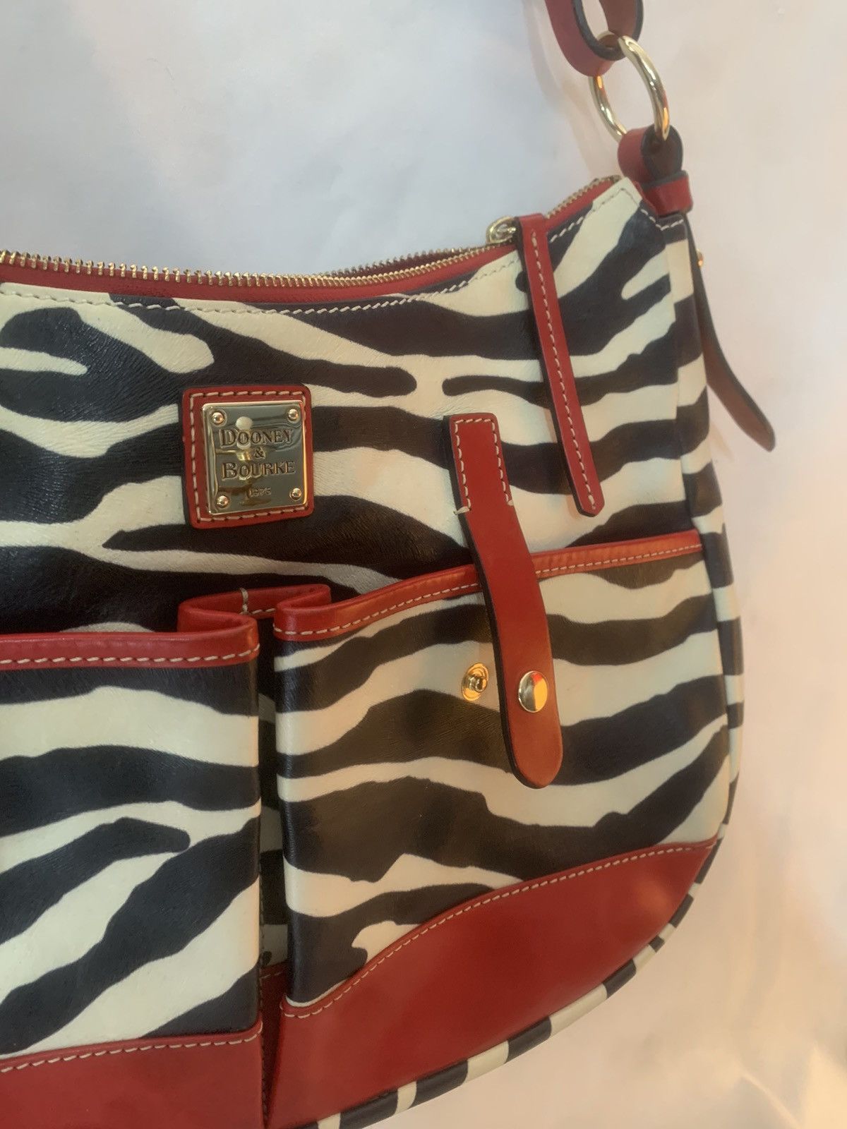 Dooney & Bourke Dooney & Bourke Zebra Print Satchel • Red Leather Trim • Mob Size ONE SIZE - 1 Thumbnail