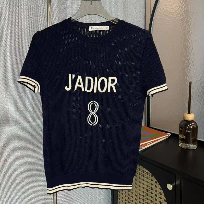 Dior Dior Navy Cotton Ladies T-Shirt 0089 Size S / US 4 / IT 40 - 1 Thumbnail