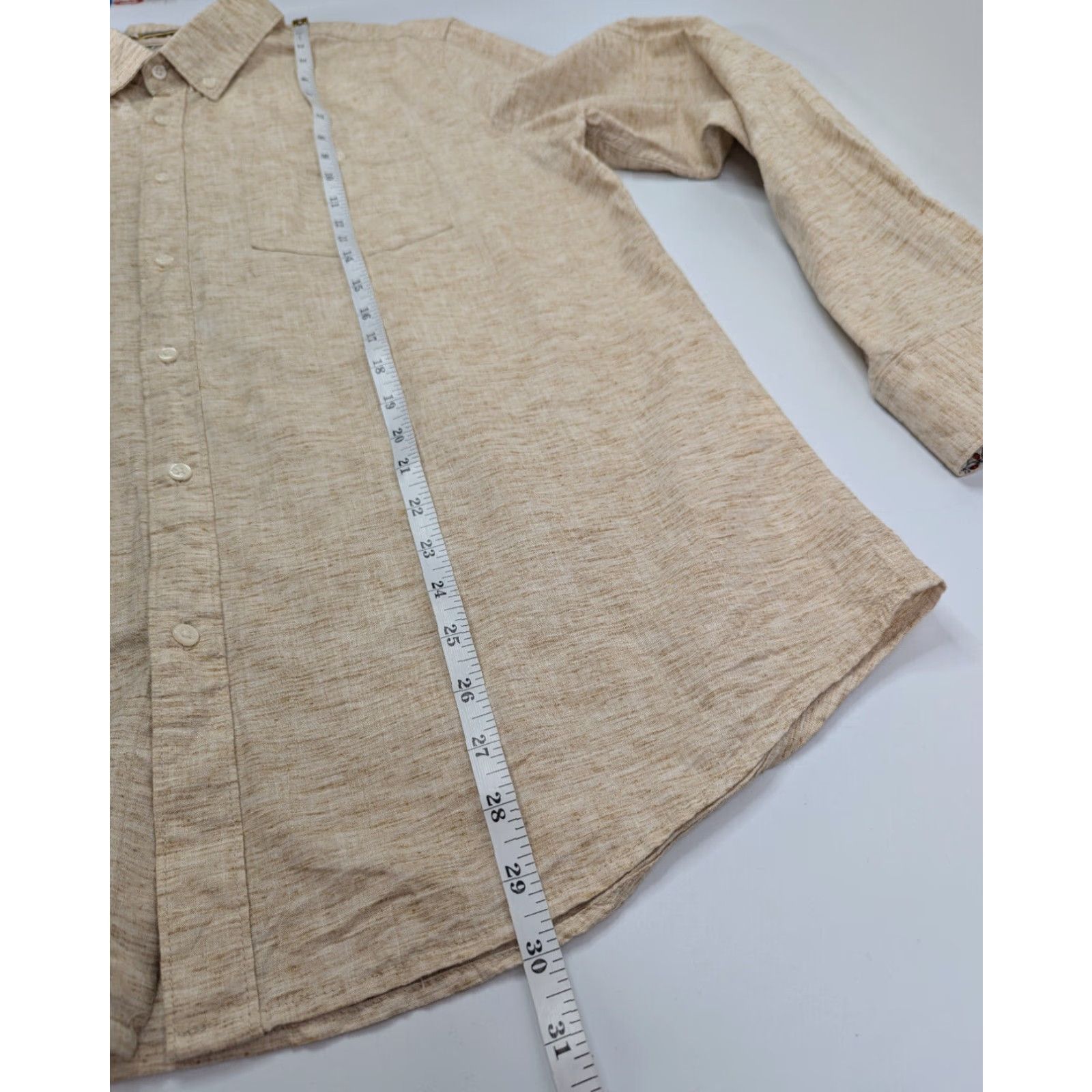 Denime Ricky Singh Shirt Mens XL Beige Denim Flower L/S Floral Button Cuff Size US XL / EU 56 / 4 - 6 Thumbnail