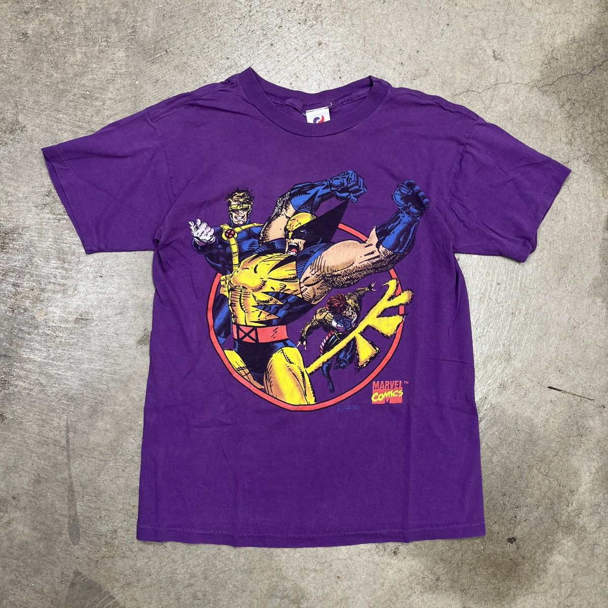 image of Marvel Comics X-Men T-Shirt 1993 Single Stitch in Purple, Men's (Size Medium)