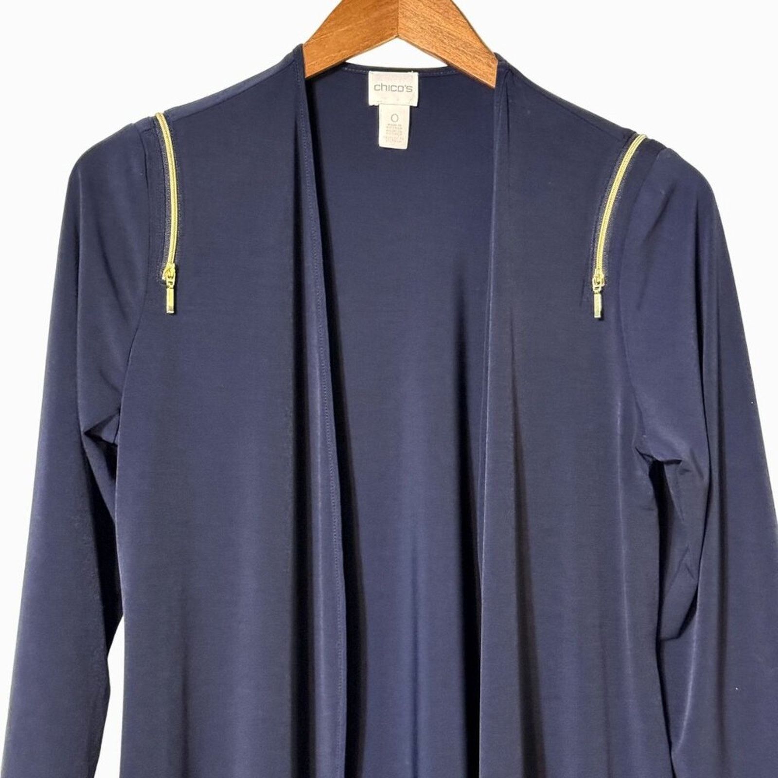 Chicos Chico's Blue 3/4 Sleeve Open Front Cardigan Size Small Size S / US 4 / IT 40 - 4 Thumbnail