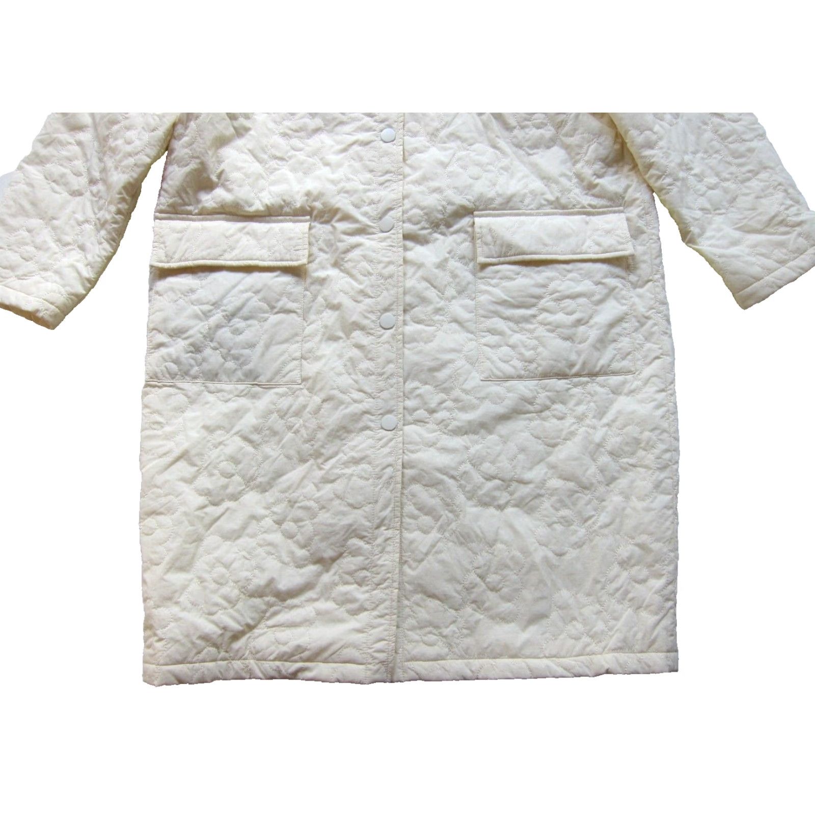 Vintage Urban Revivo Ivory Quilted Pocket Puffer Long Trench Coat Jacket Women 4 Size S / US 4 / IT 40 - 3 Thumbnail
