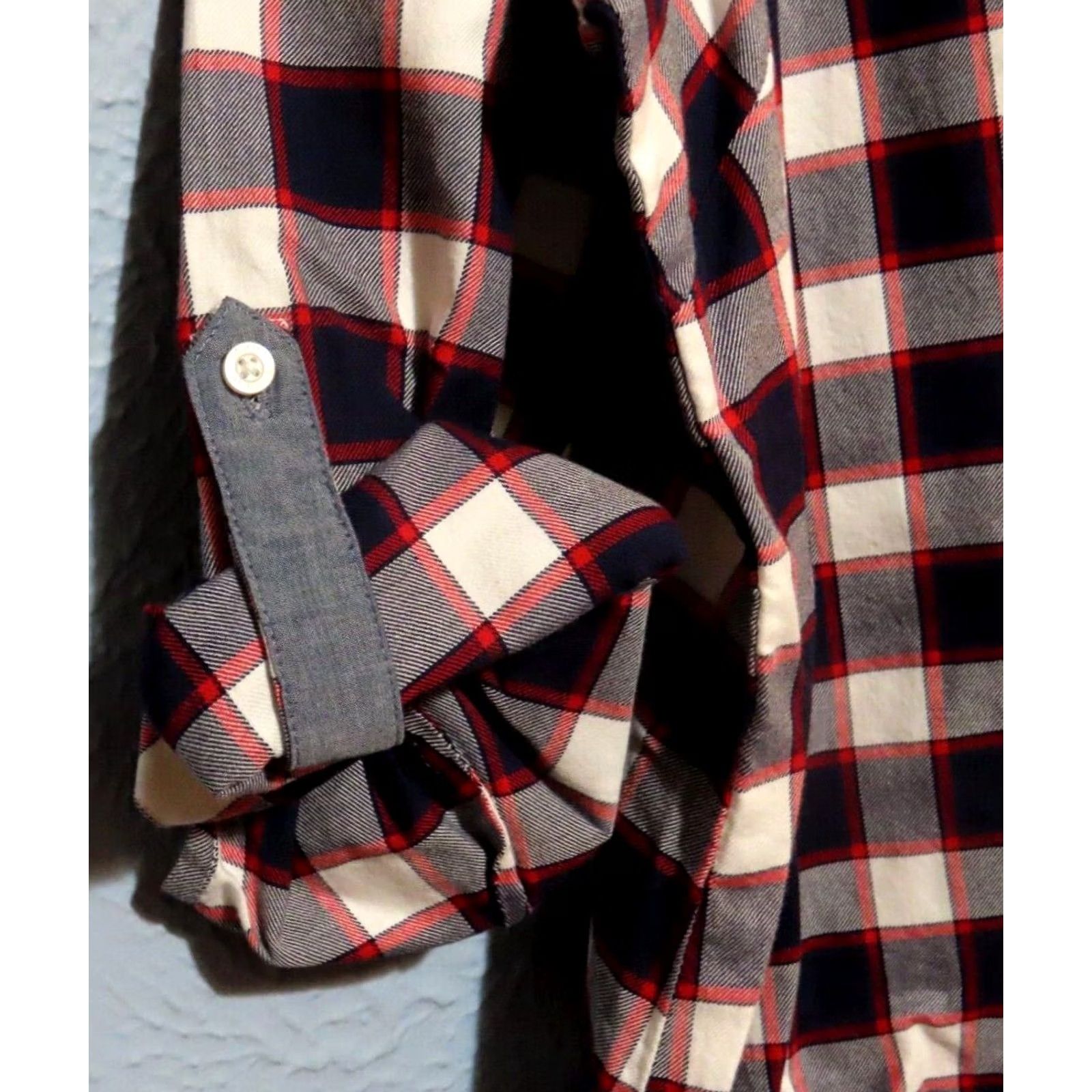 Tommy Hilfiger Tommy Hilfiger Button-Up Shirt Women's Long Sleeve Roll Tab Plaid Red White Blue Logo Pocket Black 2XL Regular Mens? Size XXL / US 16-18 / IT 52-54 - 2 Thumbnail