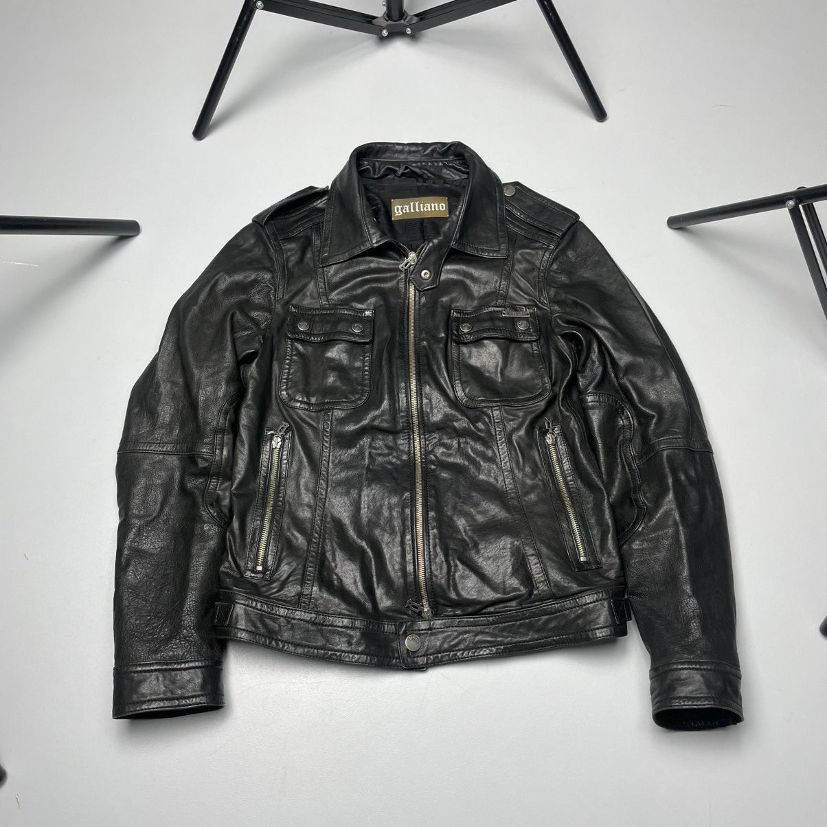 John Galliano John Galliano Military Leather Jacket-Distressed Black Size US S / EU 44-46 / 1 - 2 Thumbnail