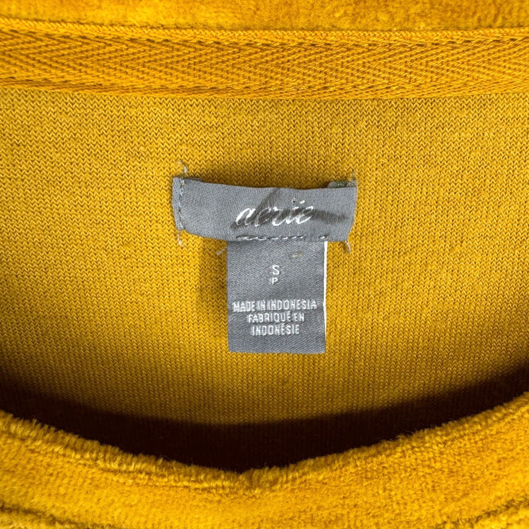 Vintage Aerie Velour Crewneck Sweatshirt Mustard Yellow Long Sleeve Casual Small Womens Pullover Knit Relaxed Size S / US 4 / IT 40 - 3 Thumbnail