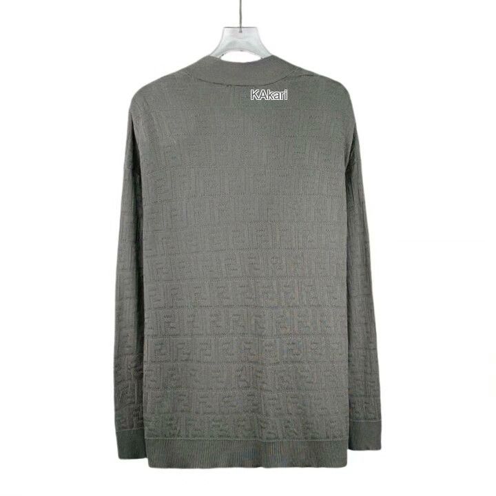 Fendi Fendi Logo Jacquard Cotton V-Neck Cardigan Size US M / EU 48-50 / 2 - 2 Thumbnail