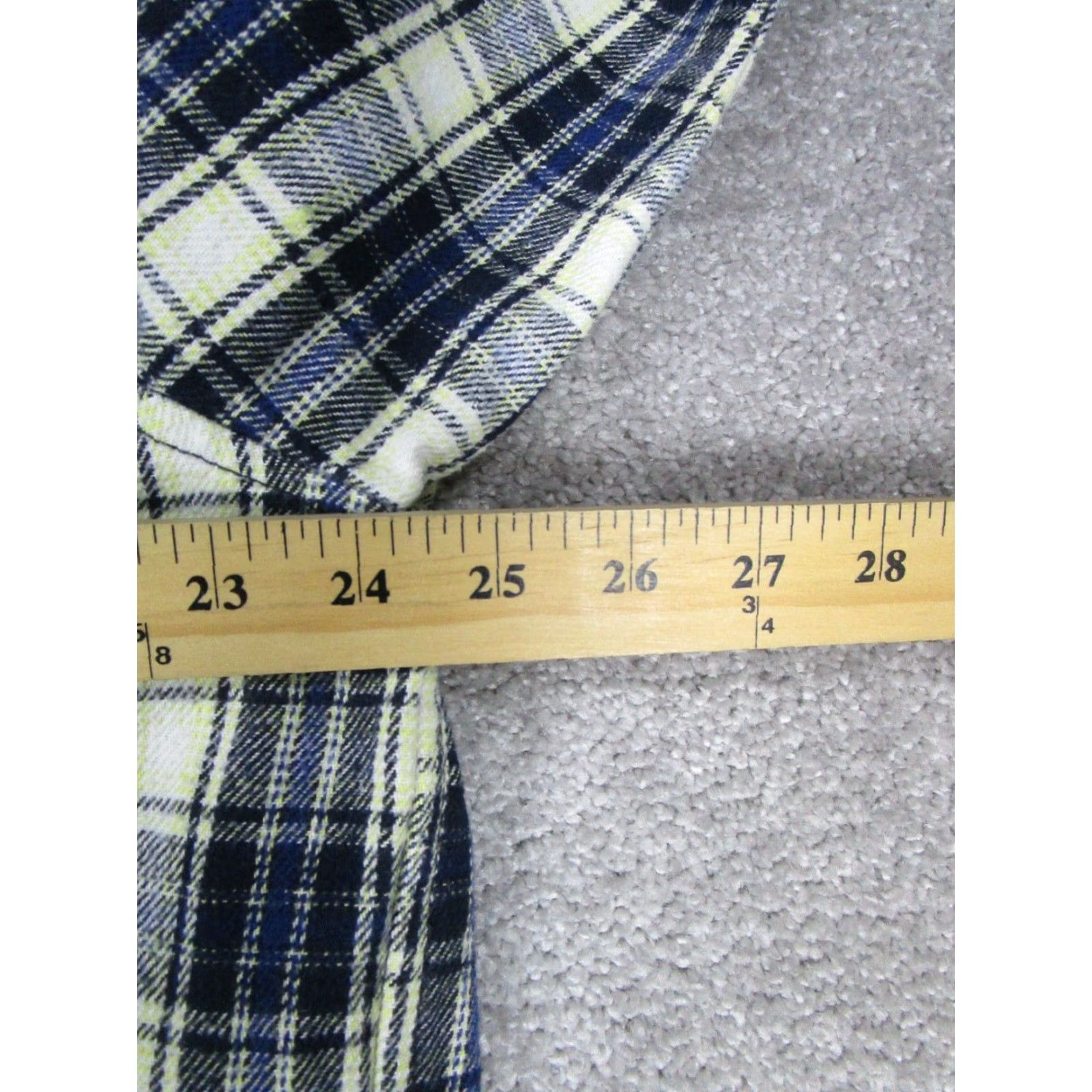Zara Zara Flannel Shirt Mens XL Blue Ivory Cotton Pleated Button Up Size US XL / EU 56 / 4 - 6 Thumbnail