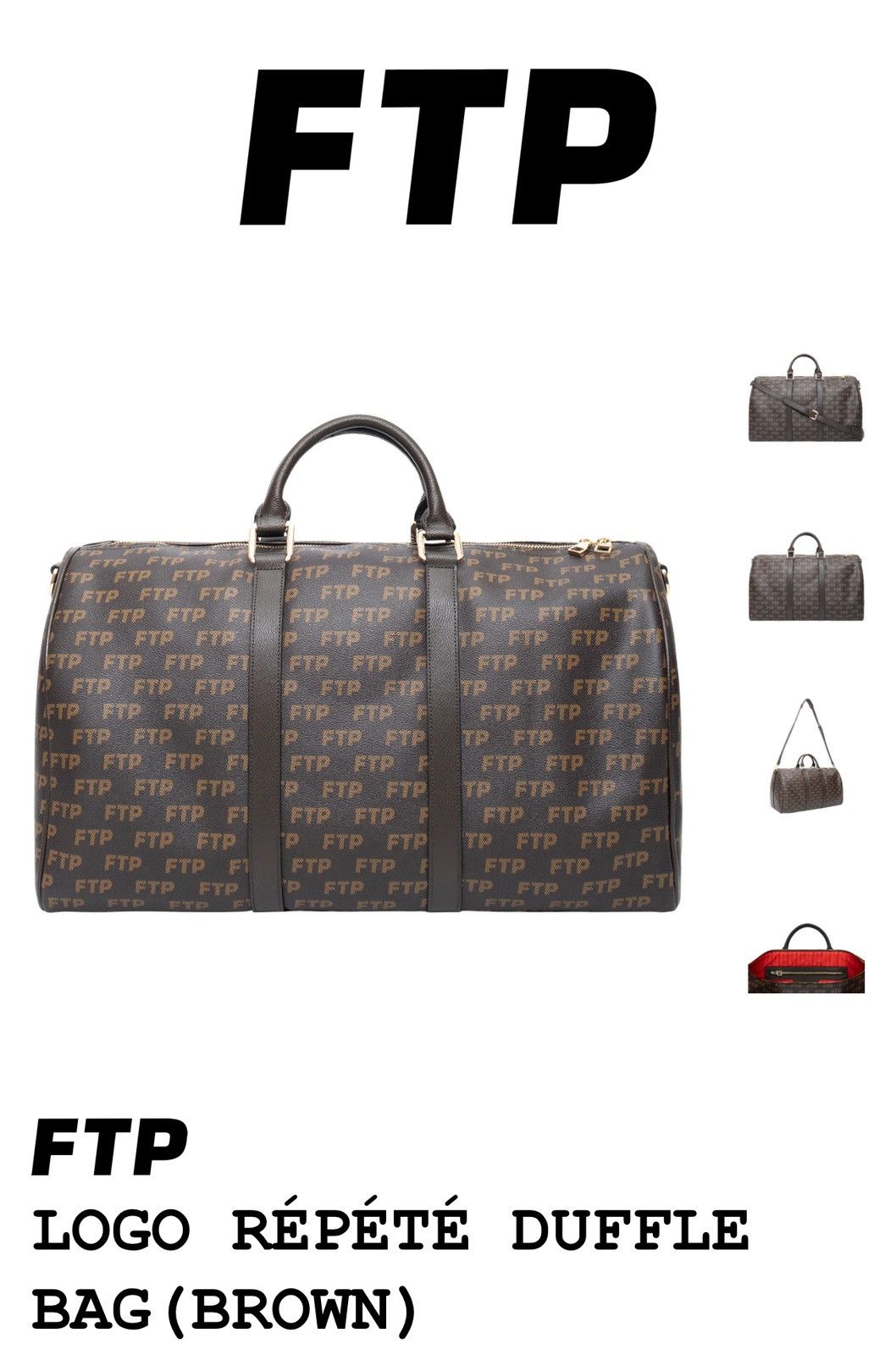 Fuck The Population FTP Brown Damier Duffle Bag Size ONE SIZE - 16 Thumbnail