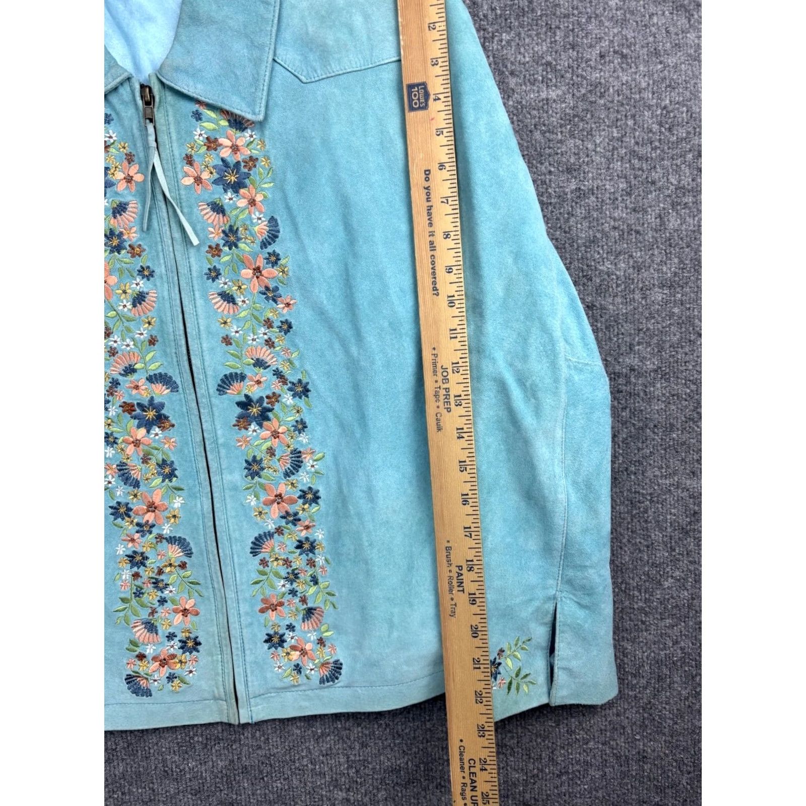 Vintage Saddle Ridge Vintage Leather Jacket Women's M Blue Floral Zip Jacket Size M / US 6-8 / IT 42-44 - 4 Thumbnail