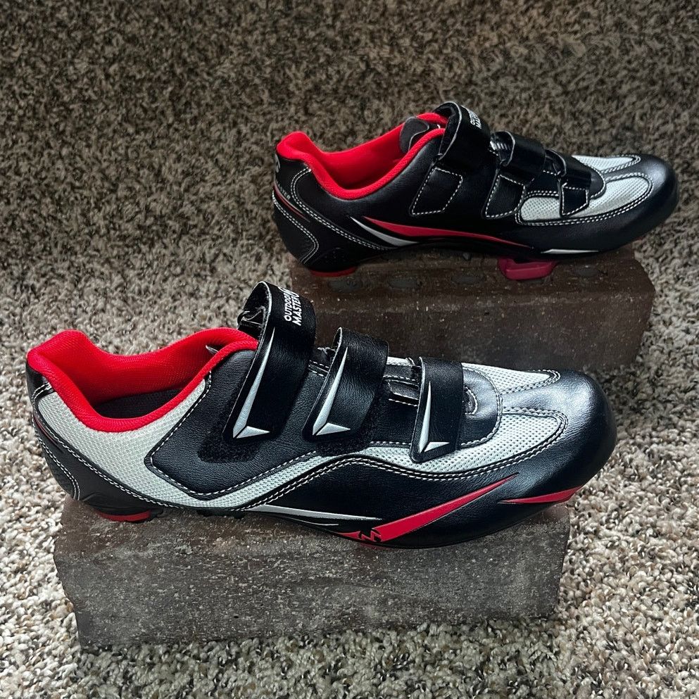 Other Outdoor Master Biker Cycling Shoes with Cleats Black/Red 42 Size US 10.5 / IT 40.5 - 2 Thumbnail